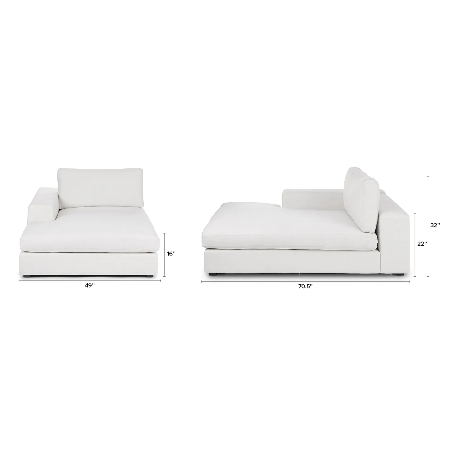 Beta 49_ Left Chaise Module - Quartz White - Image 2