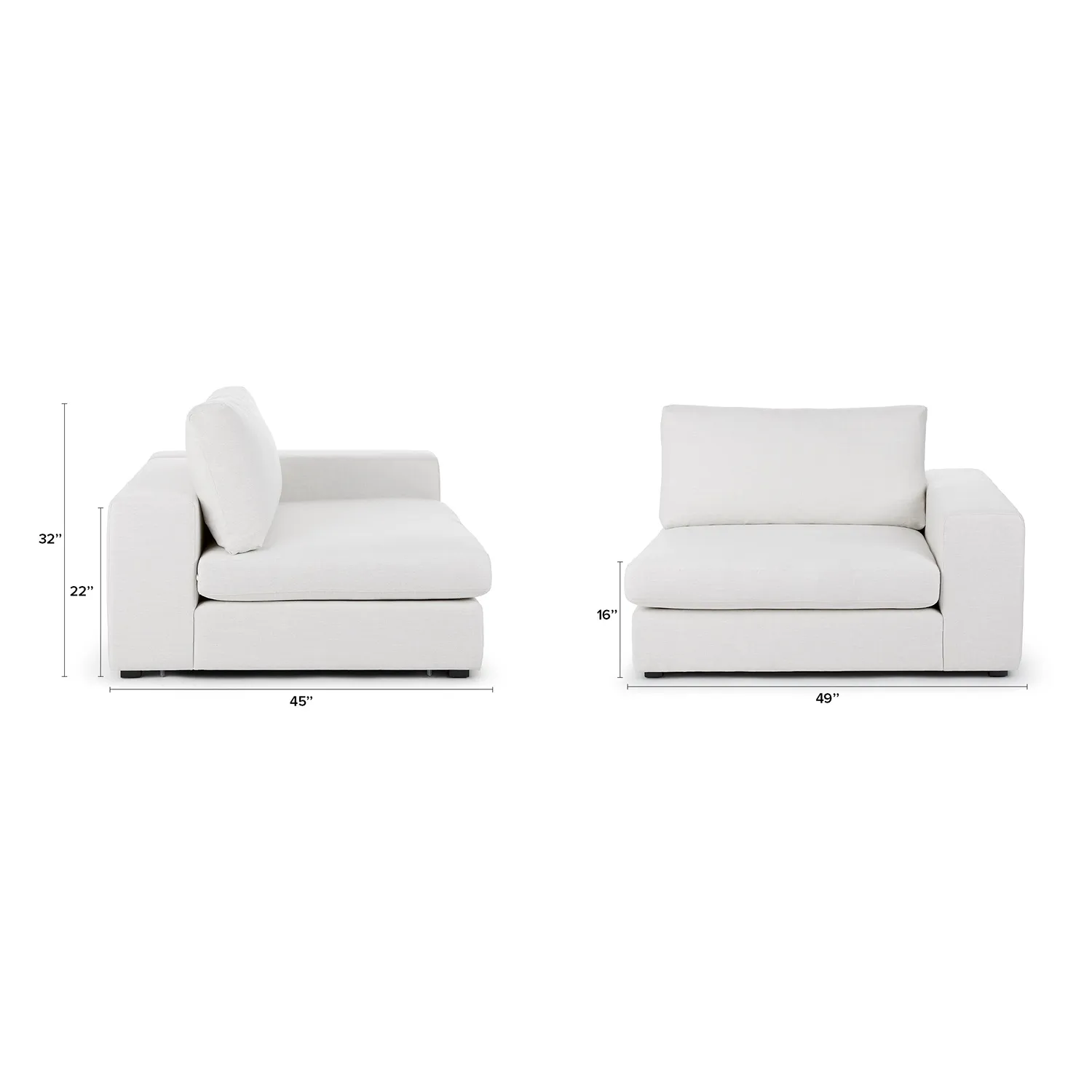 Beta 49_ Right Arm Chair Module - Quartz White - Image 2