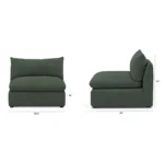 Leigh 39.5_ Armless Chair Module - Green Wool Bouclé