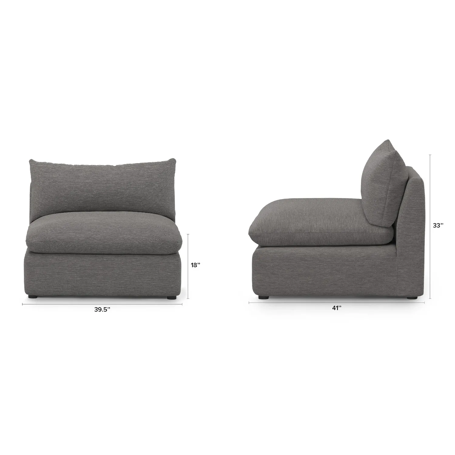 Leigh 39.5_ Armless Chair Module - Silver Gray - Image 2