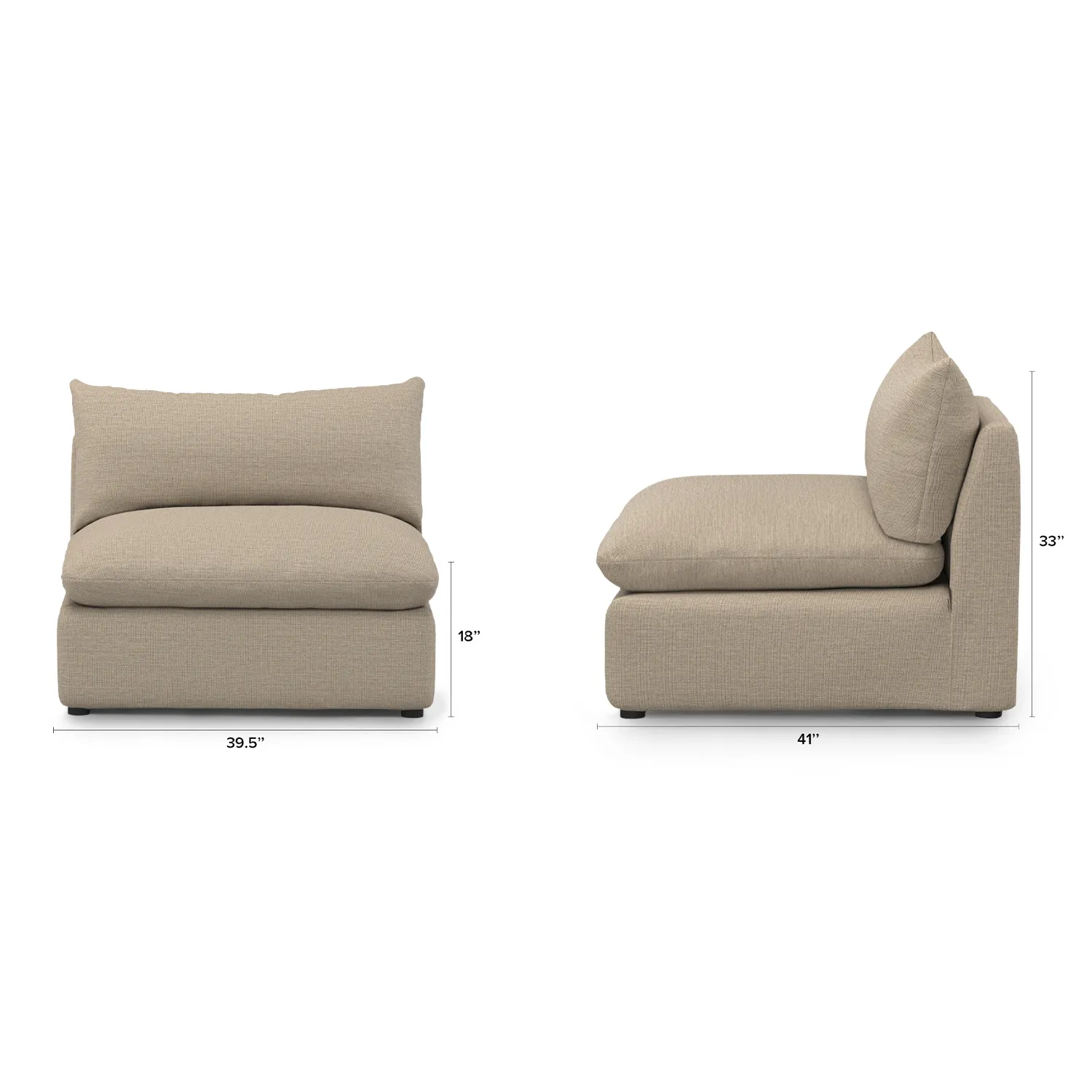 Leigh 39.5_ Armless Chair Module - Silver Taupe - Image 2