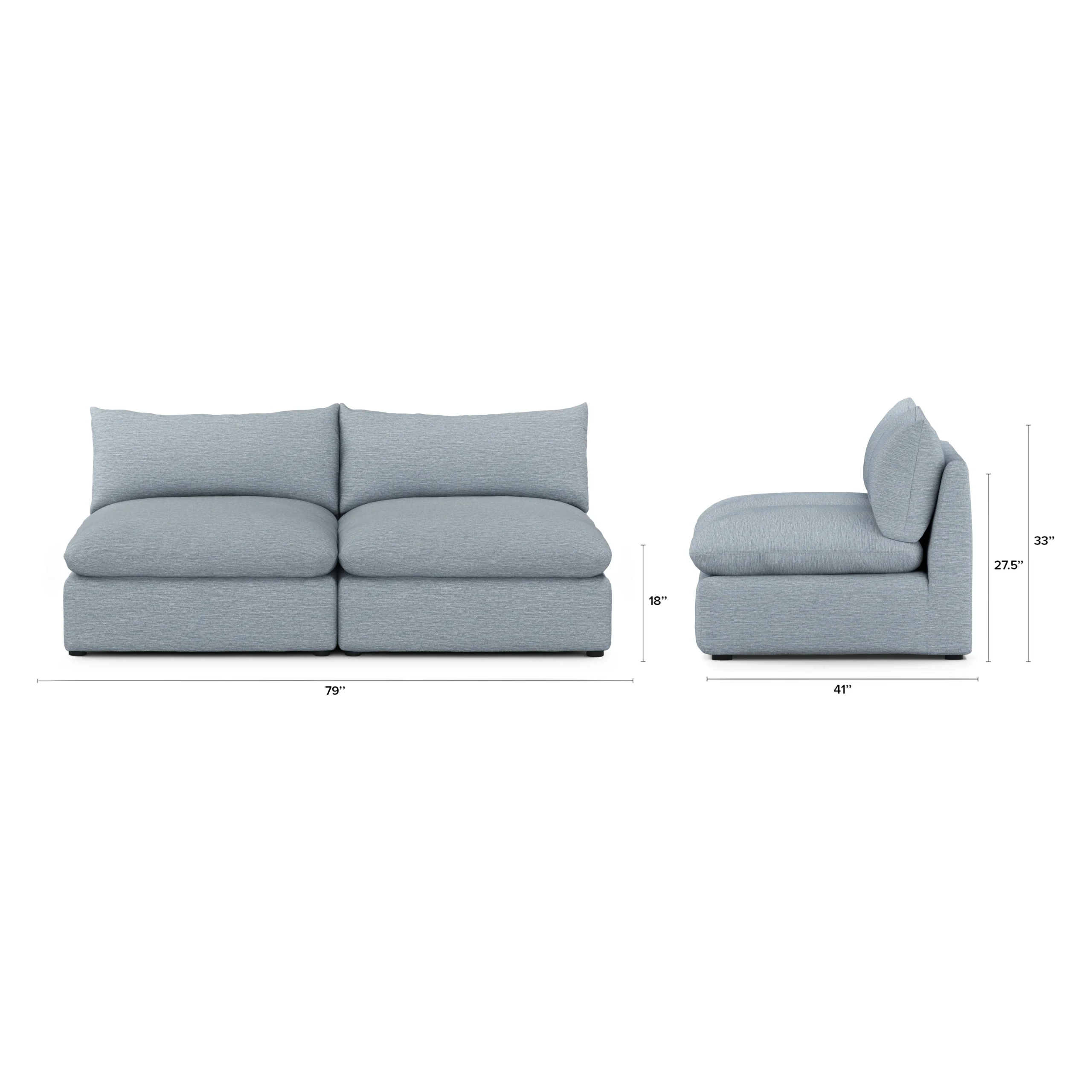 Leigh 79_ Armless Modular Sofa - Silver Light Blue - Image 2