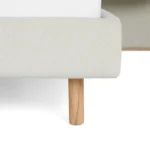 Bjorn Queen Upholstered Bed with Nightstands Set - White Oak and Ratine Ivory