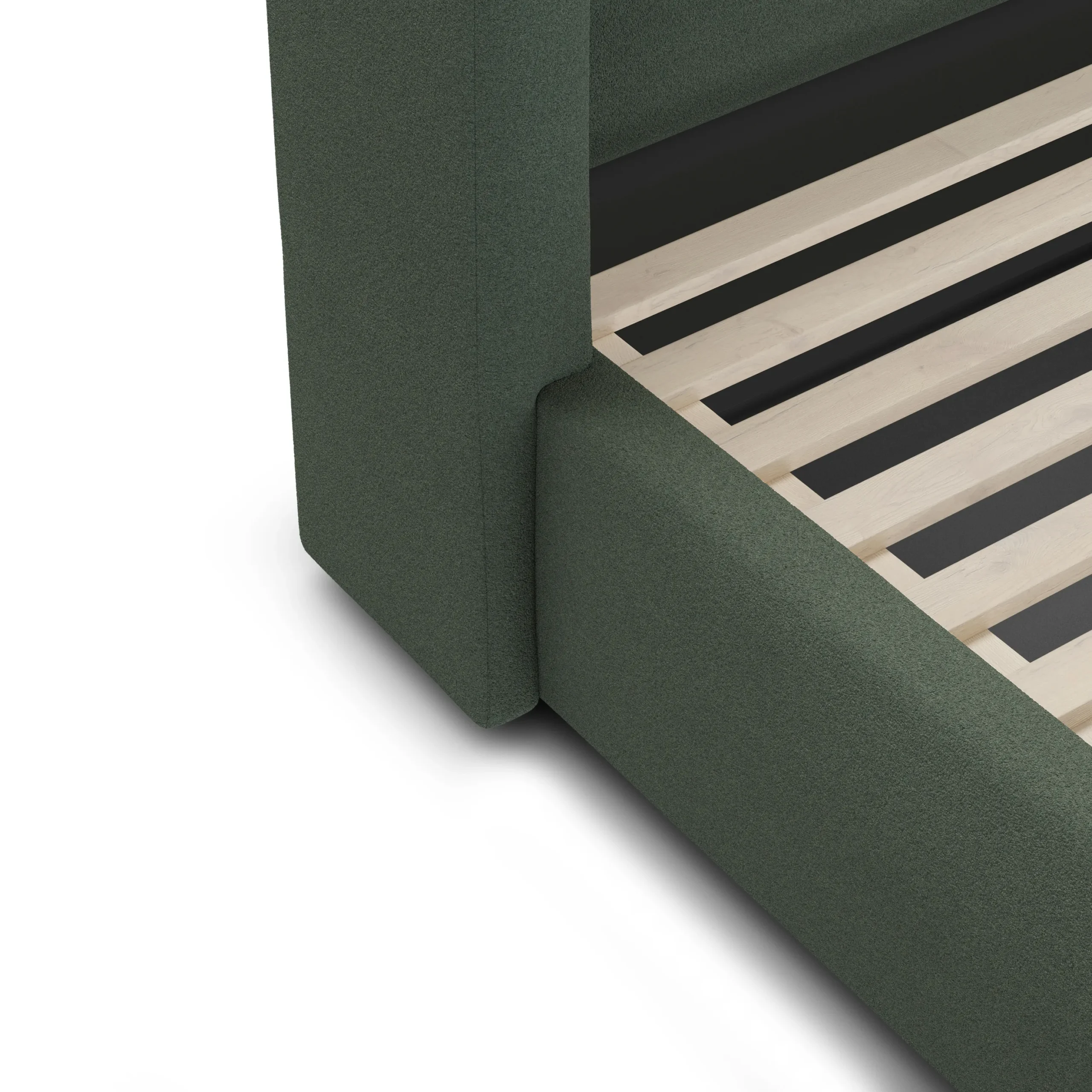 Calabri Queen Upholstered Bed - Green Wool Bouclé - Image 3