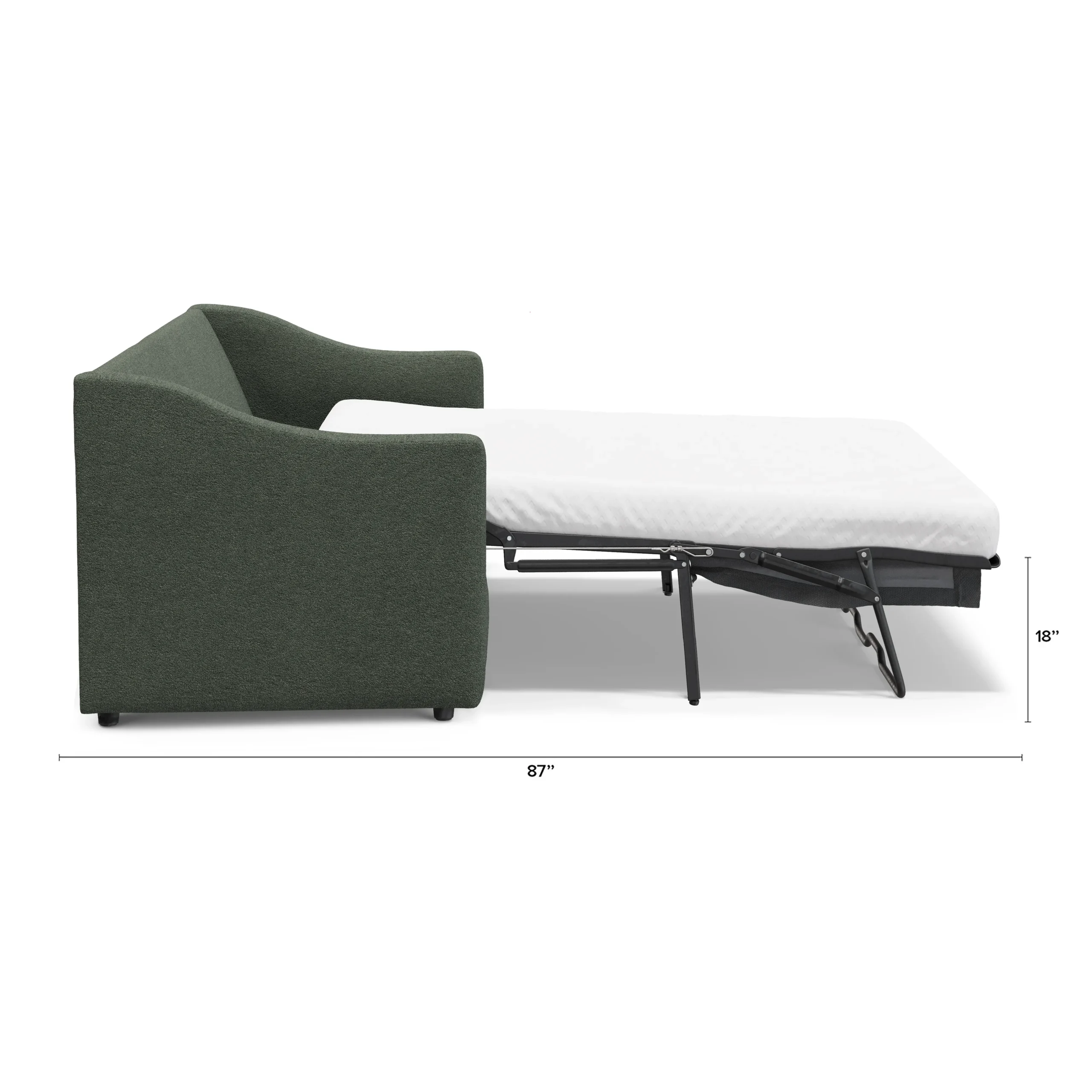 Landry 84.5_ Sofa Bed - Green Wool Bouclé - Image 3