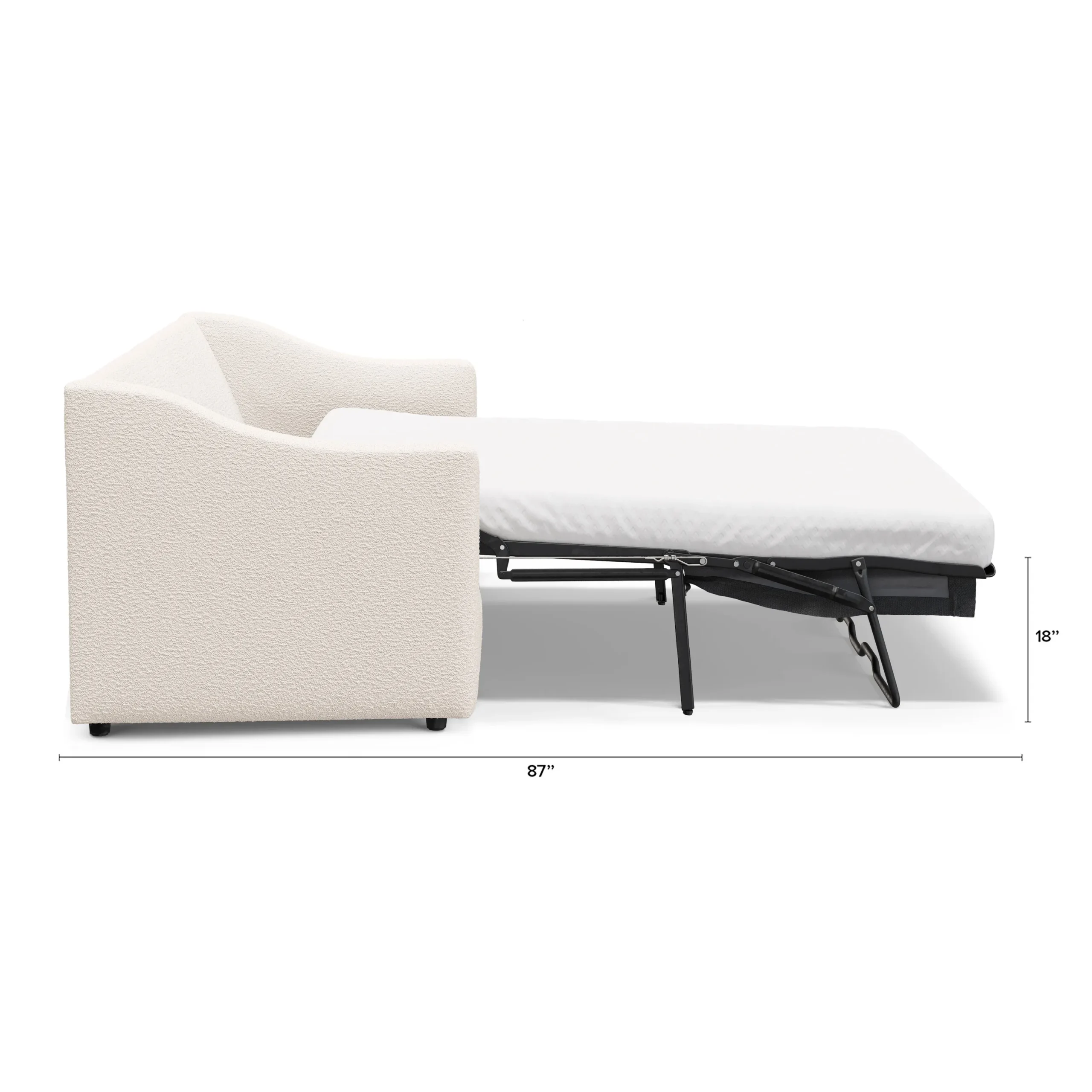 Landry 84.5_ Sofa Bed - Ivory Wool Bouclé - Image 13