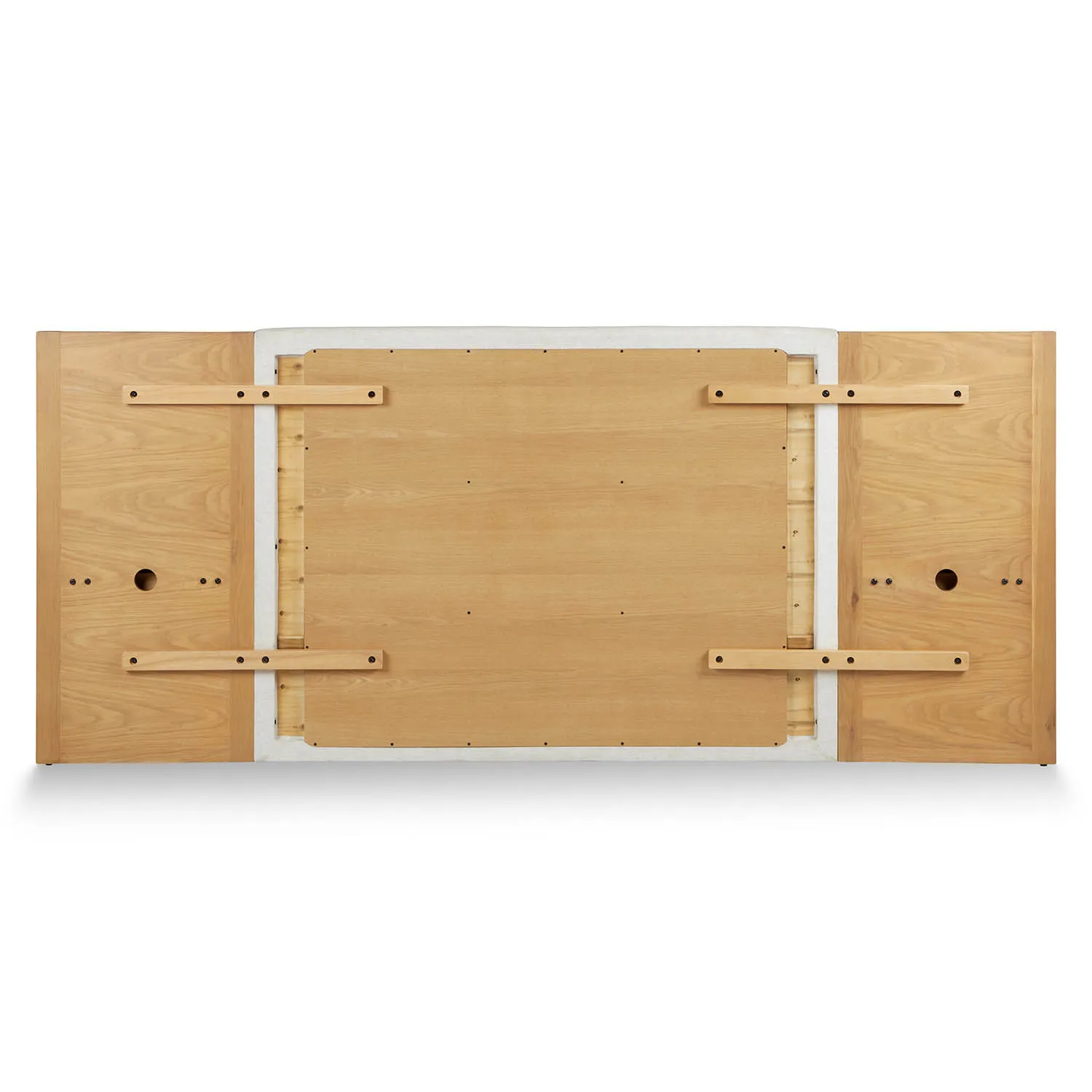 Cassie Queen Upholstered Bed with Nightstands - Natural Oak and Ivory Chenille - Image 4