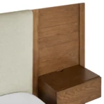 Cassie Queen Upholstered Bed with Nightstands - Smoked Oak and Taupe Chenille