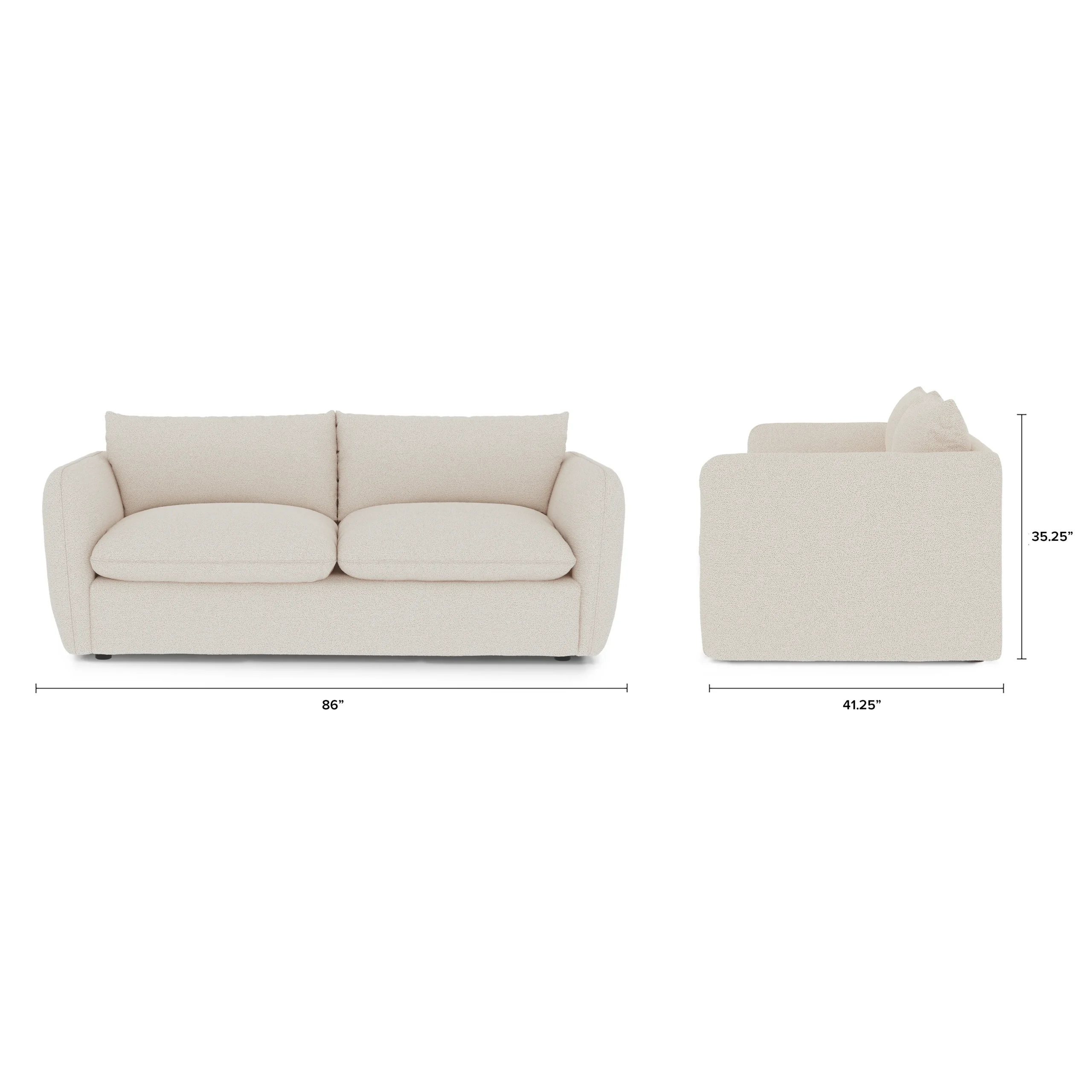 Leigh 86_ Sofa Bed - Ivory Wool Bouclé - Image 7