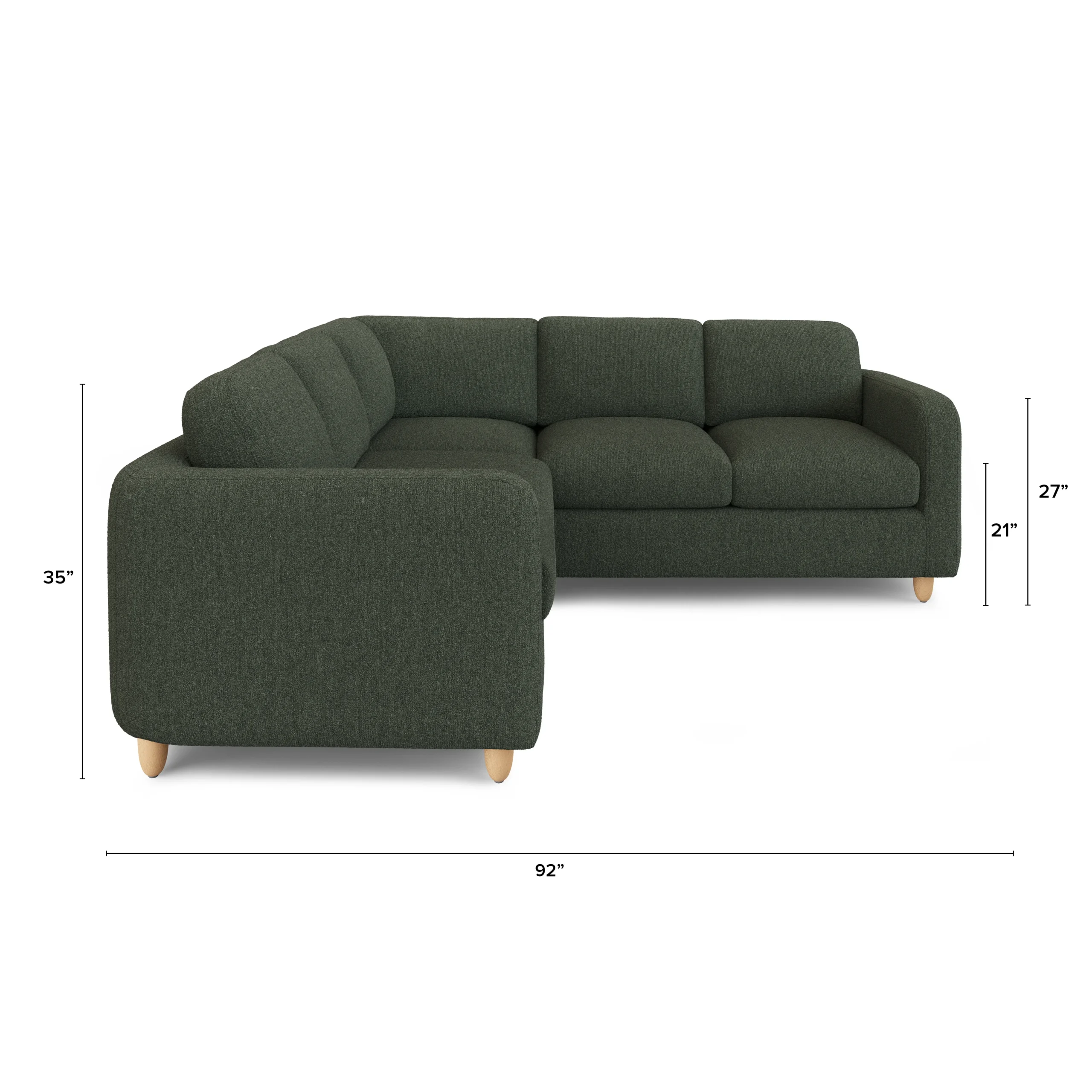 Vati 92_ Corner Sectional - Natural Oak and Green Wool Bouclé - Image 2
