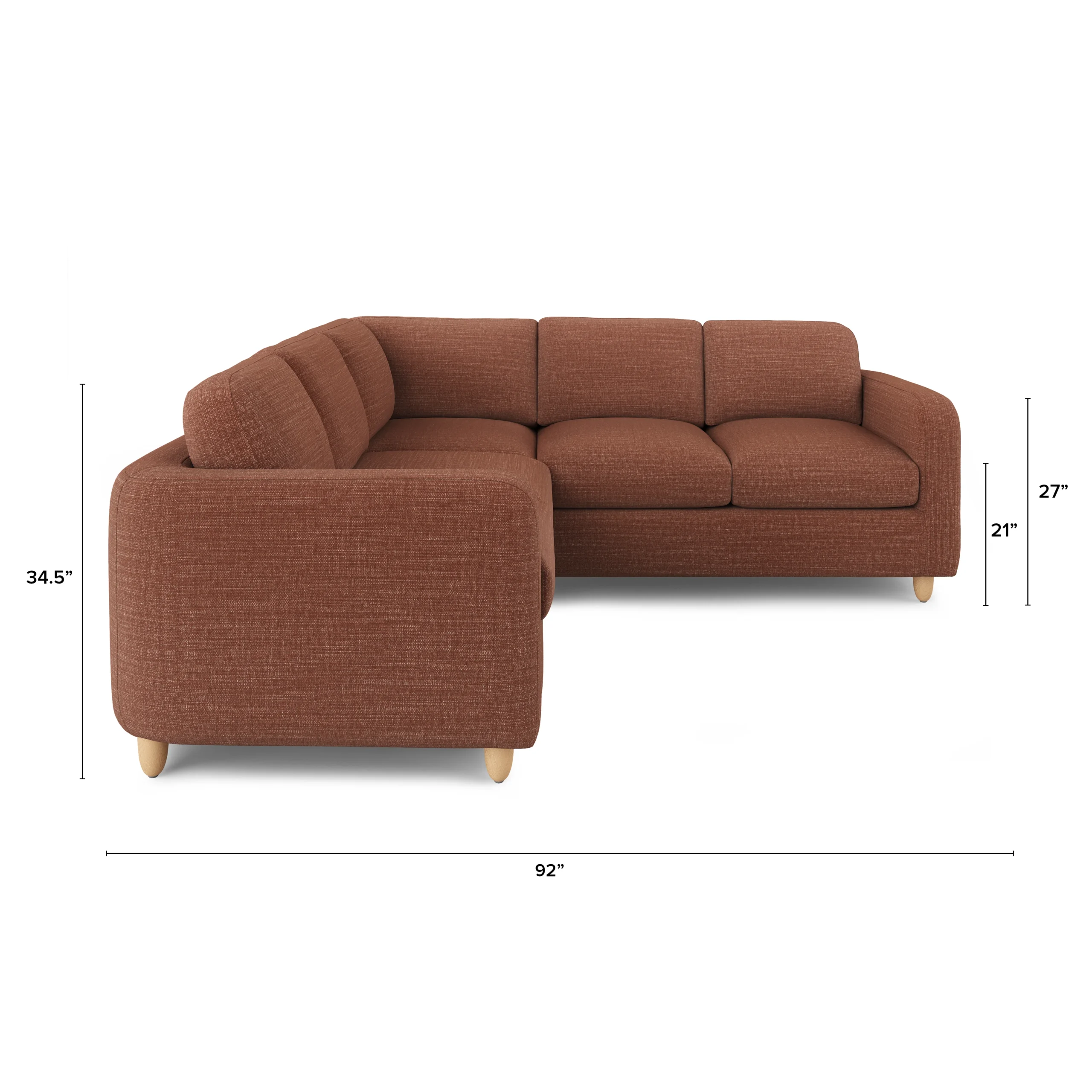 Vati 92_ Corner Sectional - Natural Oak and Napa Rust - Image 2