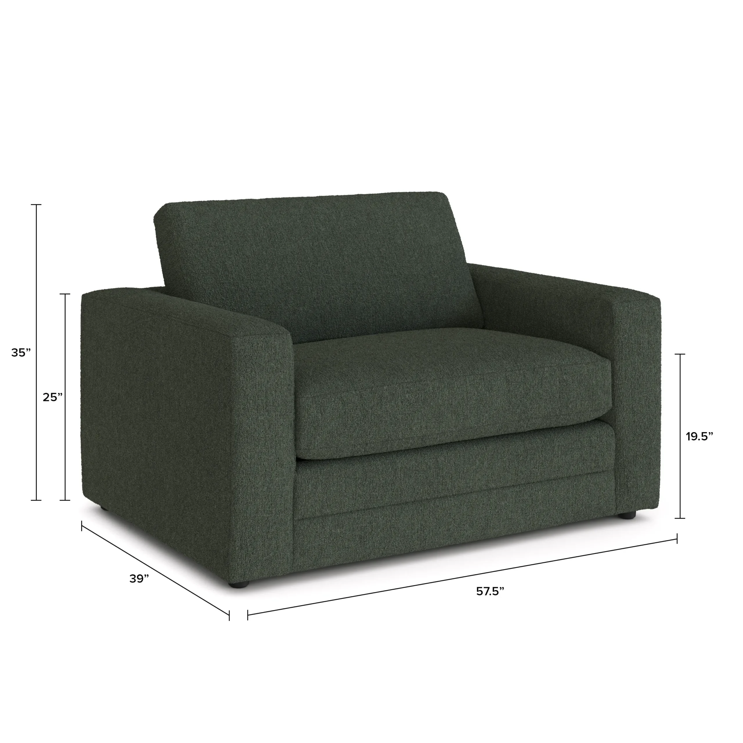 Riley 57.5_ Sleeper Chair - Green Wool Bouclé - Image 5