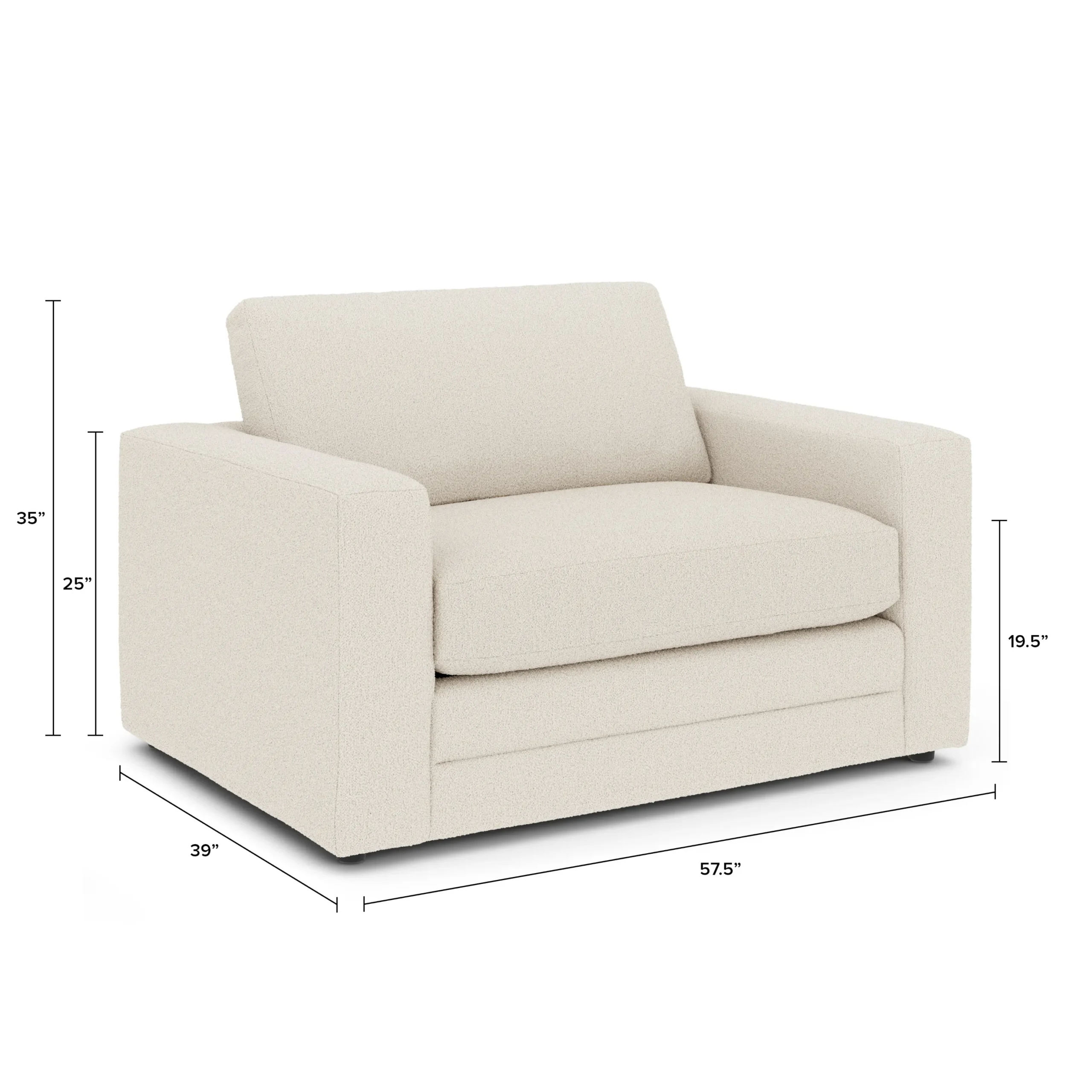 Riley 57.5_ Sleeper Chair - Ivory Wool Bouclé - Image 11