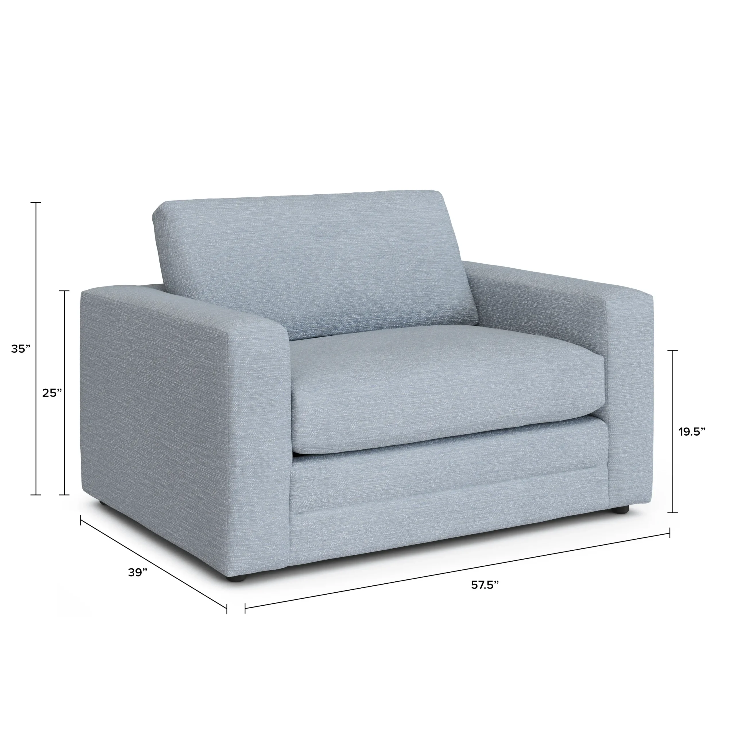 Riley 57.5_ Sleeper Chair - Silver Light Blue - Image 7