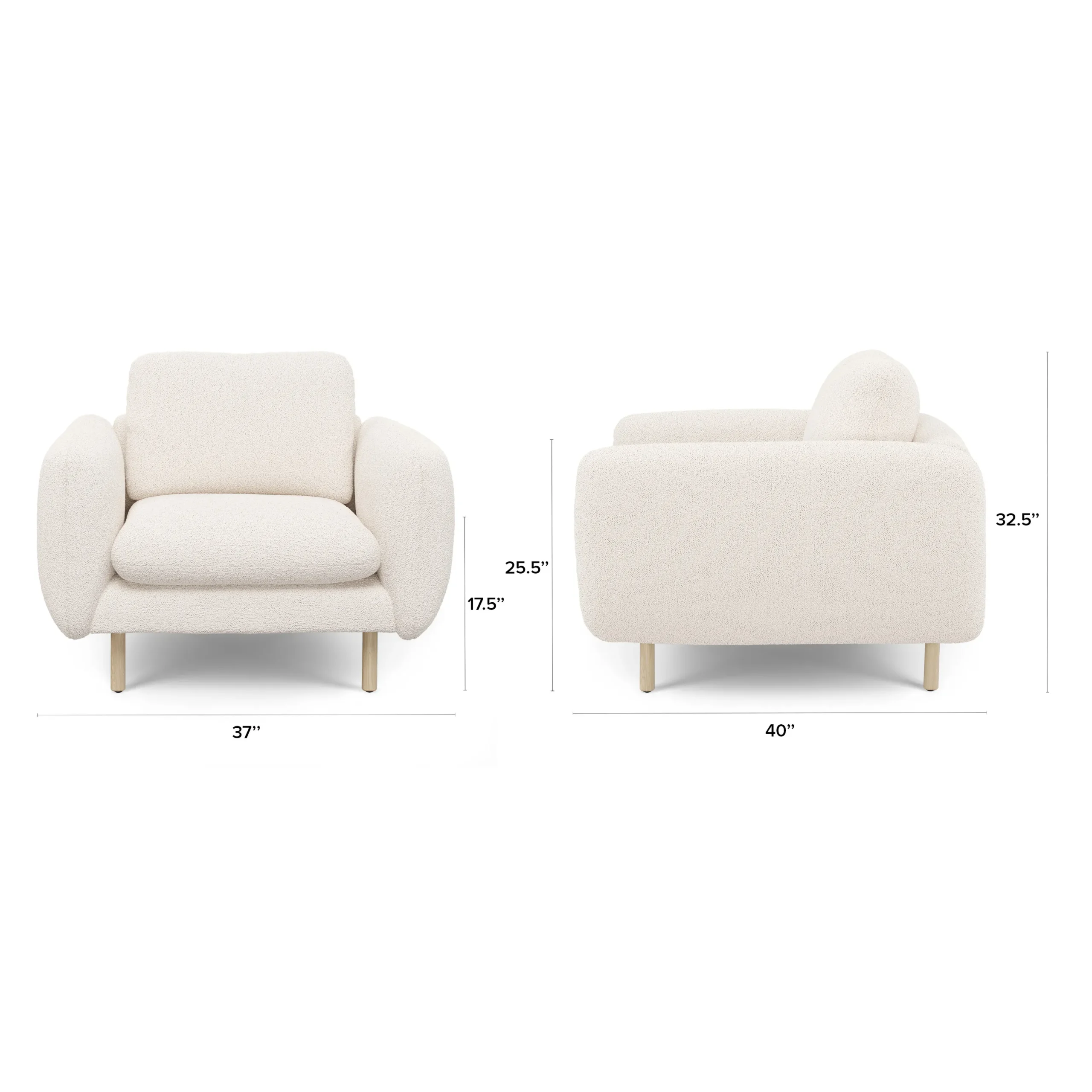 Sanders 37_ Lounge Chair - Ivory Wool Bouclé - Image 2