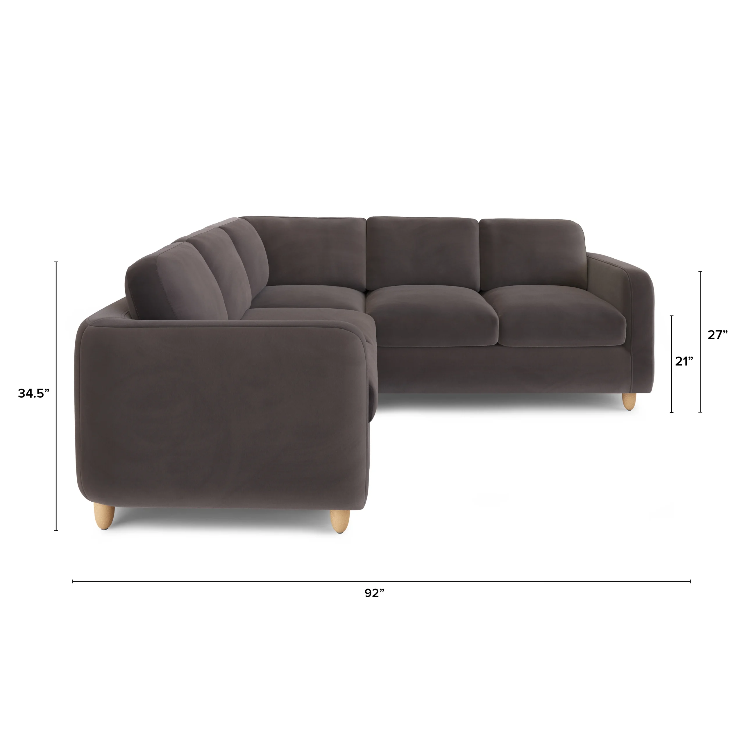 Vati 92_ Velvet Corner Sectional - Natural Oak and Hale Warm Gray - Image 9