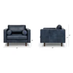 Sven 42_ Tufted Leather Lounge Chair - Oxford Blue
