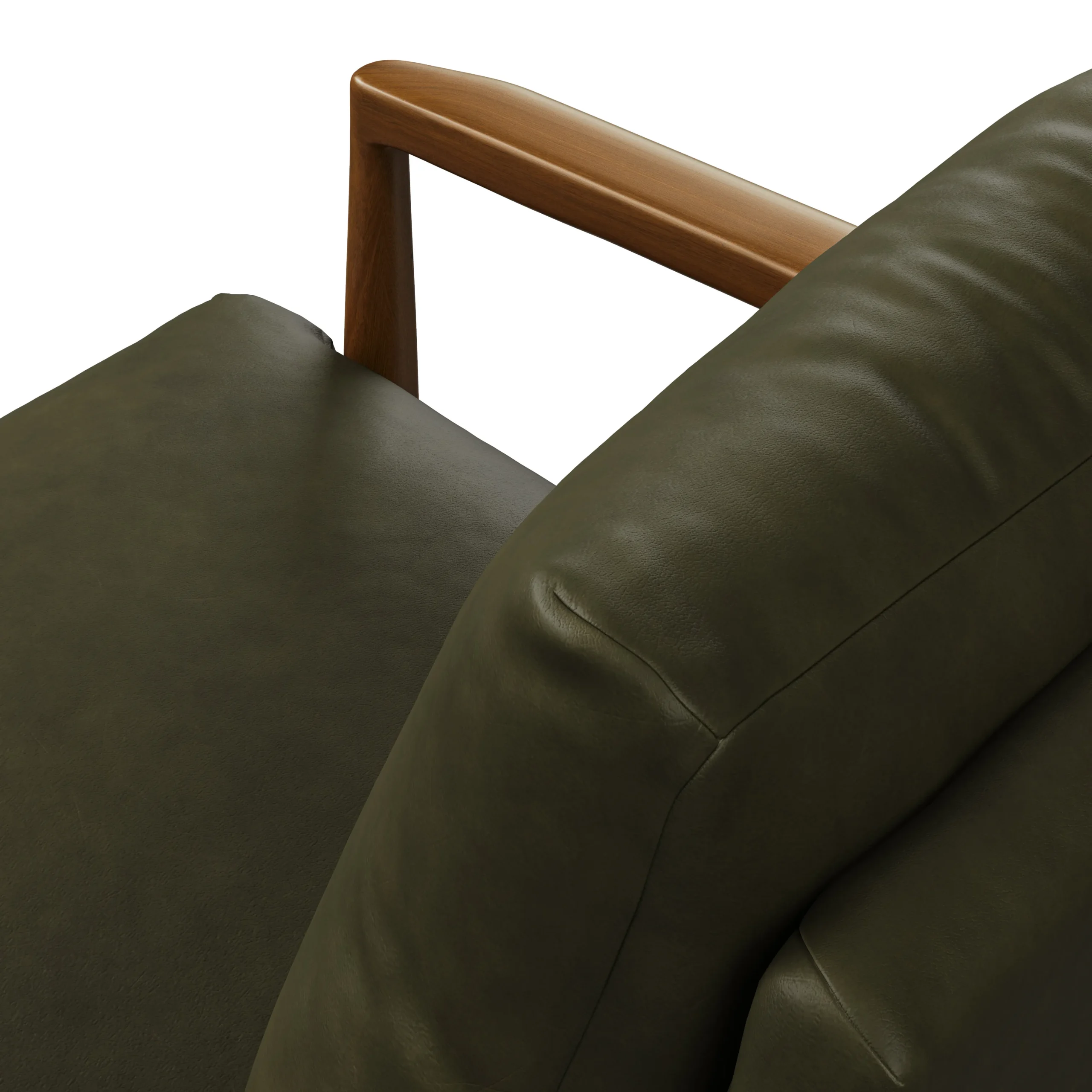 Bavel 26_ Leather Lounge Set - Walnut and Charme Green - Image 6