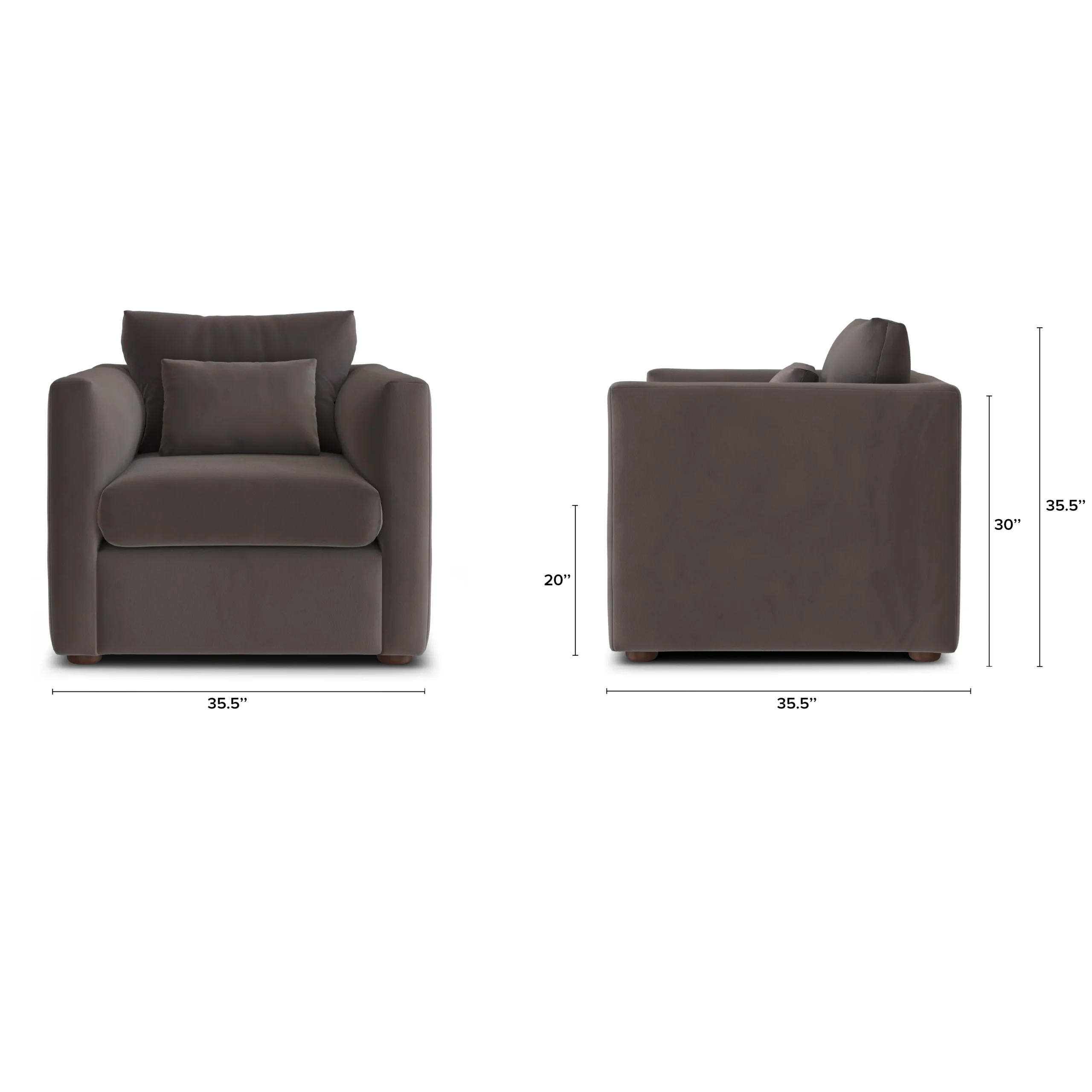 Marina 38_ Velvet Lounge Chair - Hale Warm Gray - Image 2