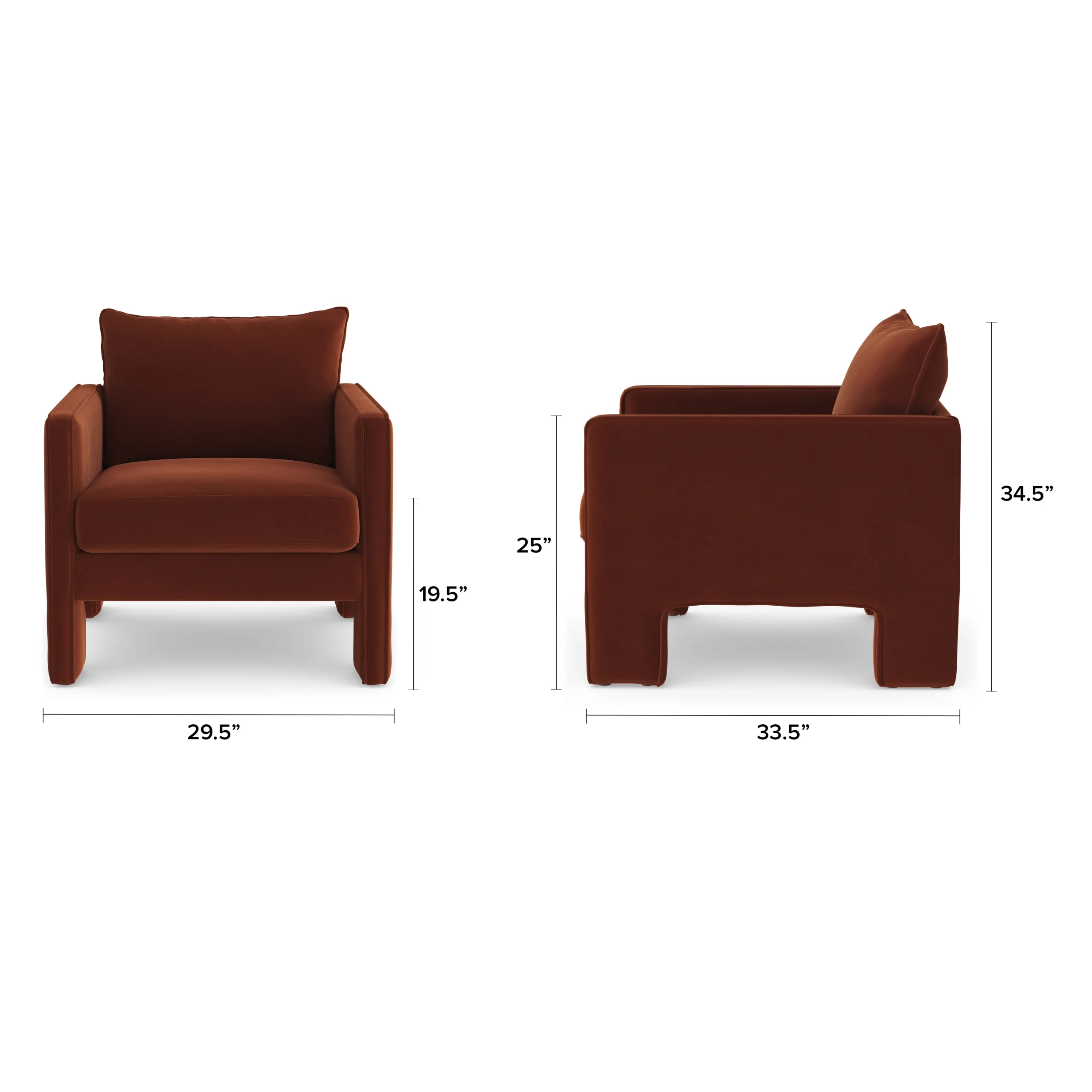 Oren 29.5_ Velvet Lounge Chair - Hale Rust - Image 2