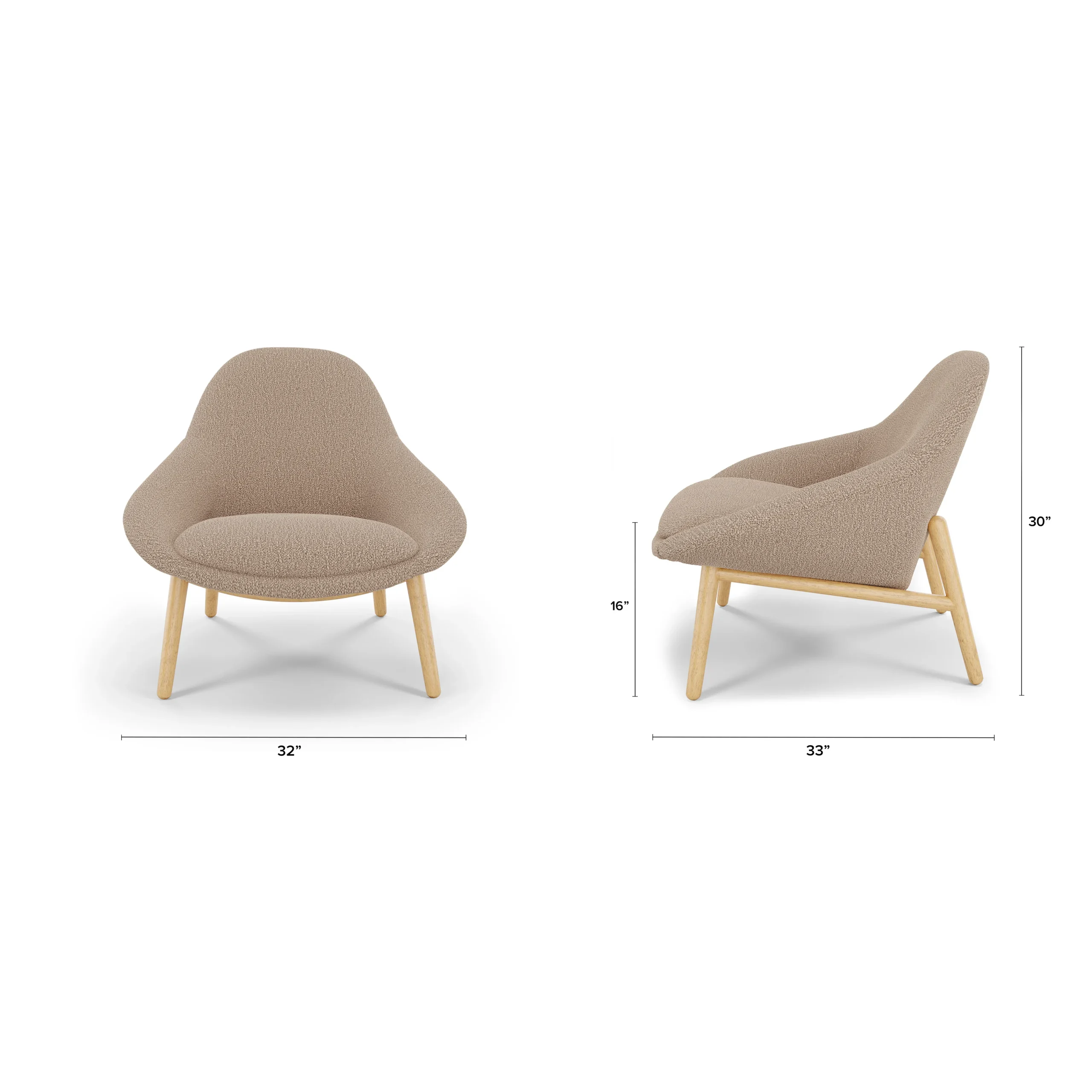 Sunny 32_ Lounge Chair - Sandstone Wool Bouclé - Image 2