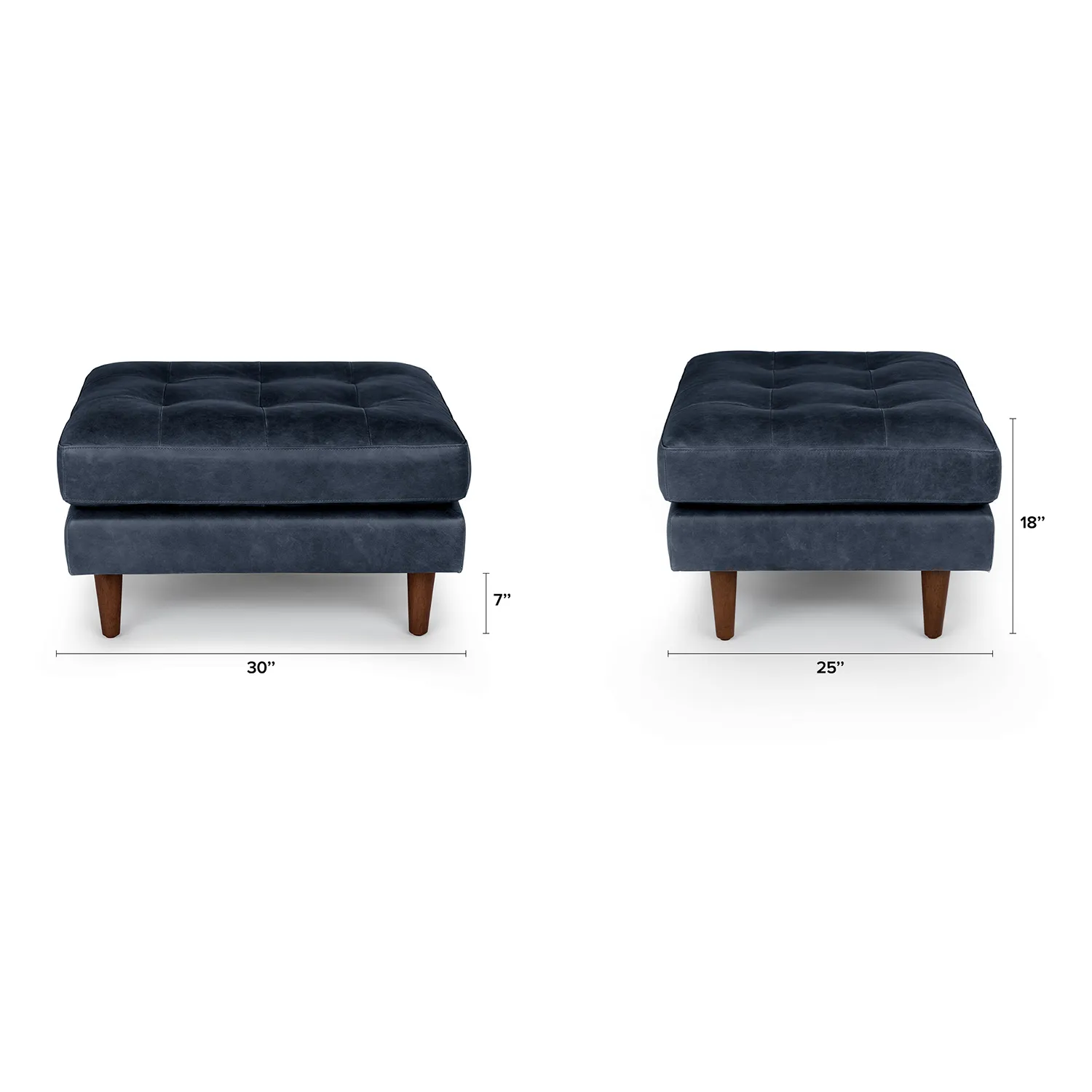 Sven 30_ Leather Ottoman - Oxford Blue - Image 2