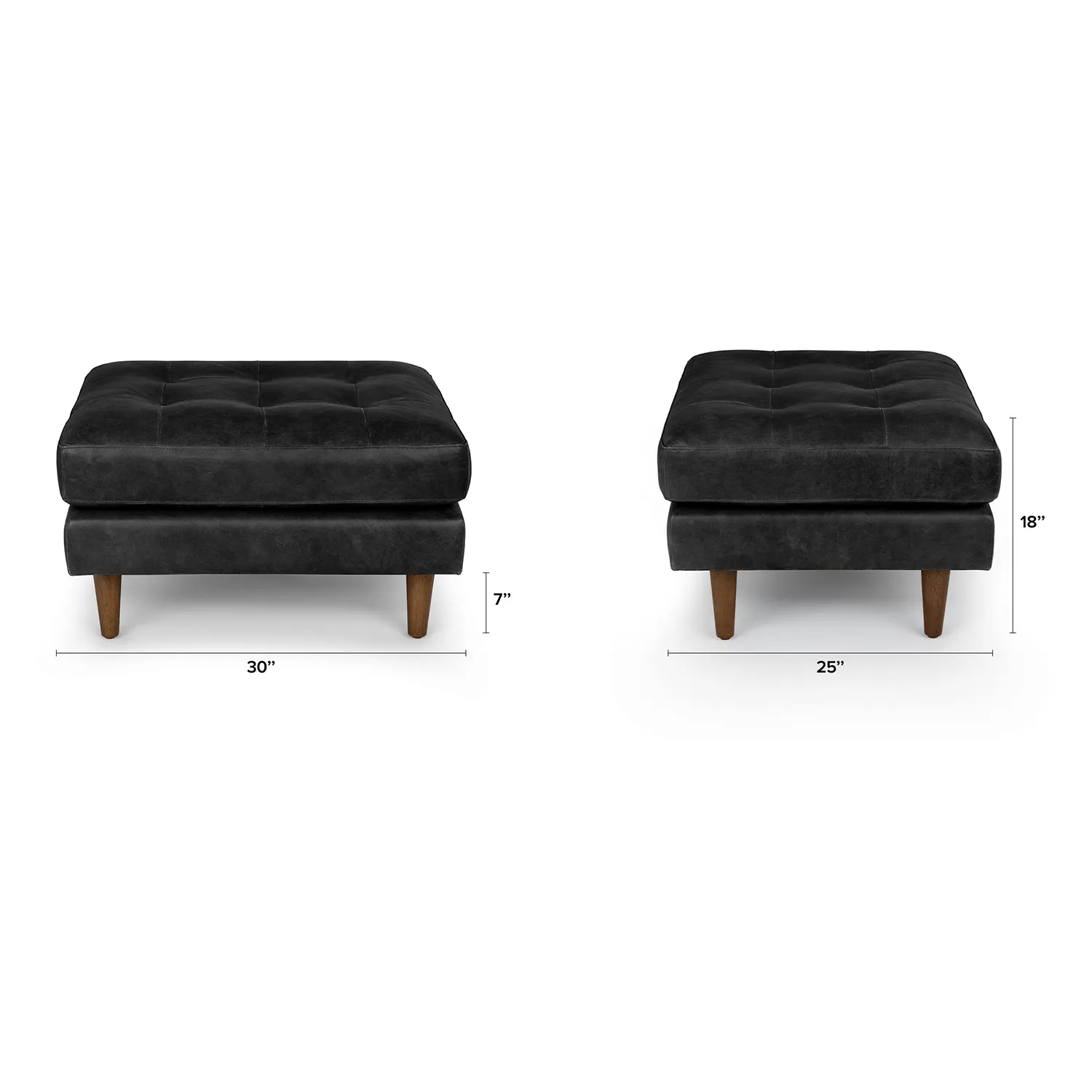 Sven 30_ Leather Ottoman - Oxford Black - Image 2