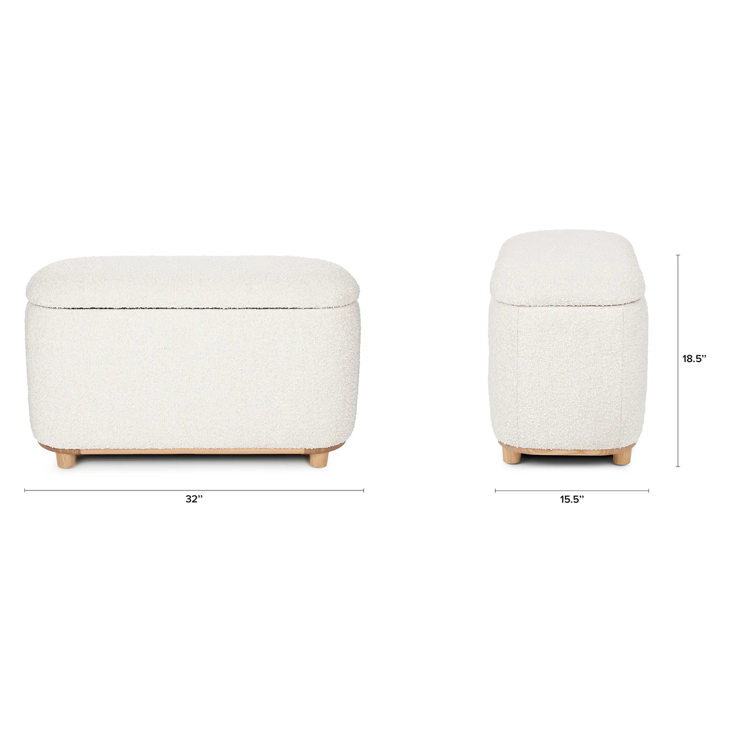 Maribo 32_ Storage Ottoman - Ivory Bouclé - Image 13
