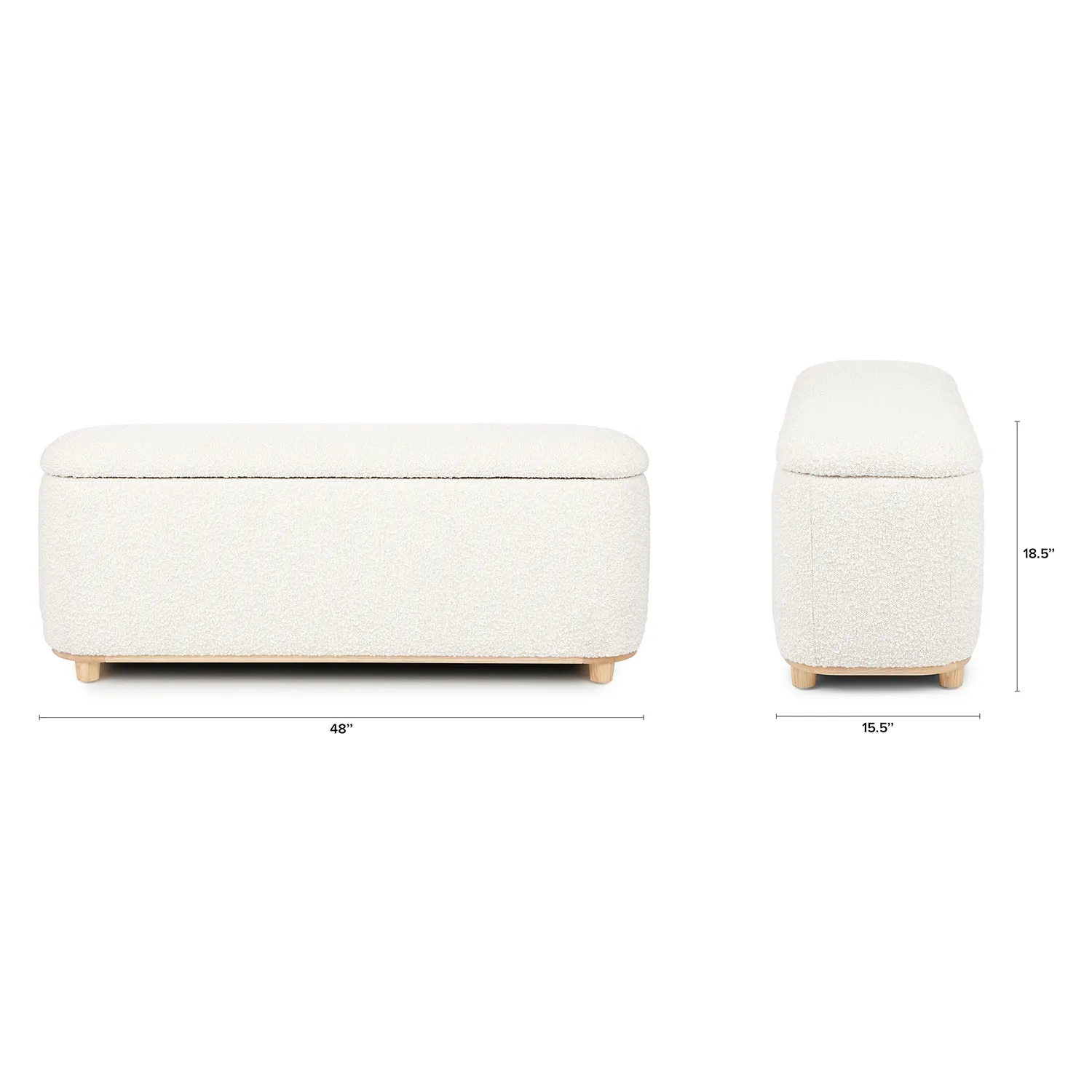 Maribo 48_ Storage Ottoman - Ivory Bouclé - Image 13