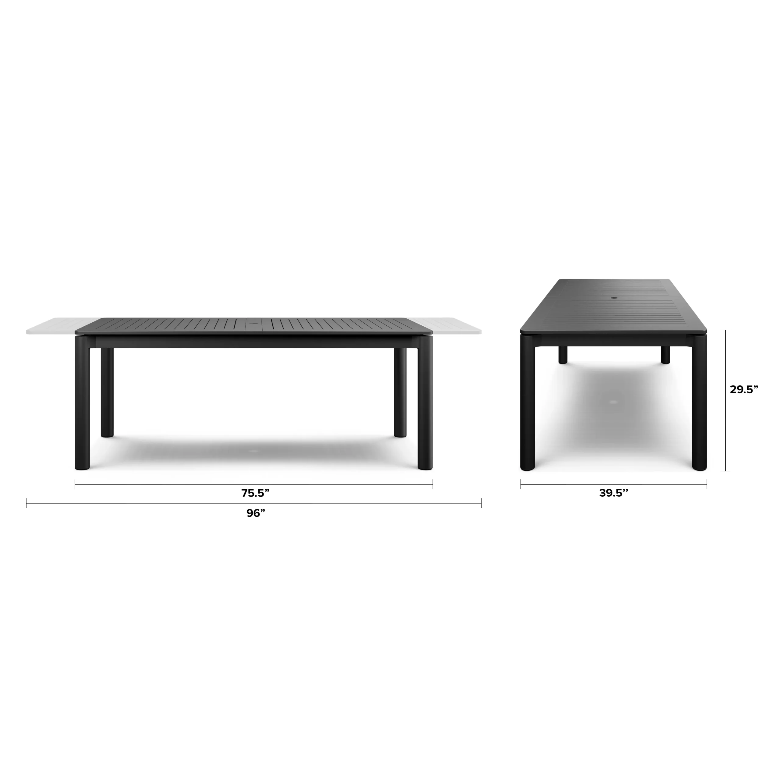 Fisk 75.5_ - 96_ Outdoor Extendable Dining Table - Black - Image 2