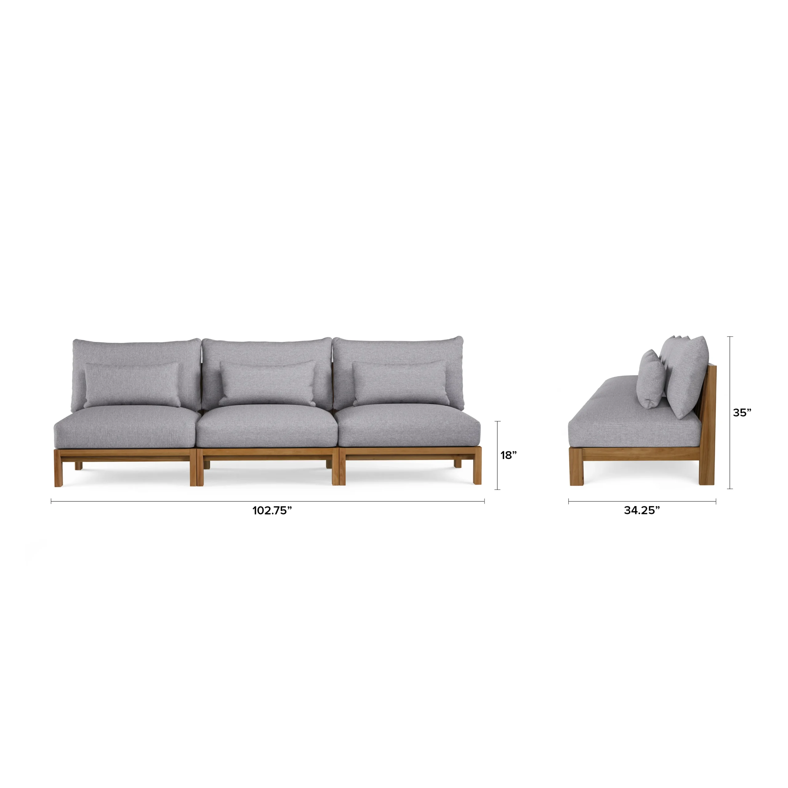 Cove 102.75_ Outdoor Armless Modular Sofa - Basket Gray - Image 2