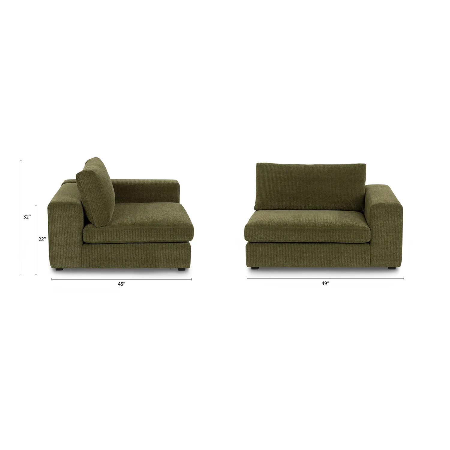 Beta 49_ Right Arm Chair Module - Cypress Green - Image 2