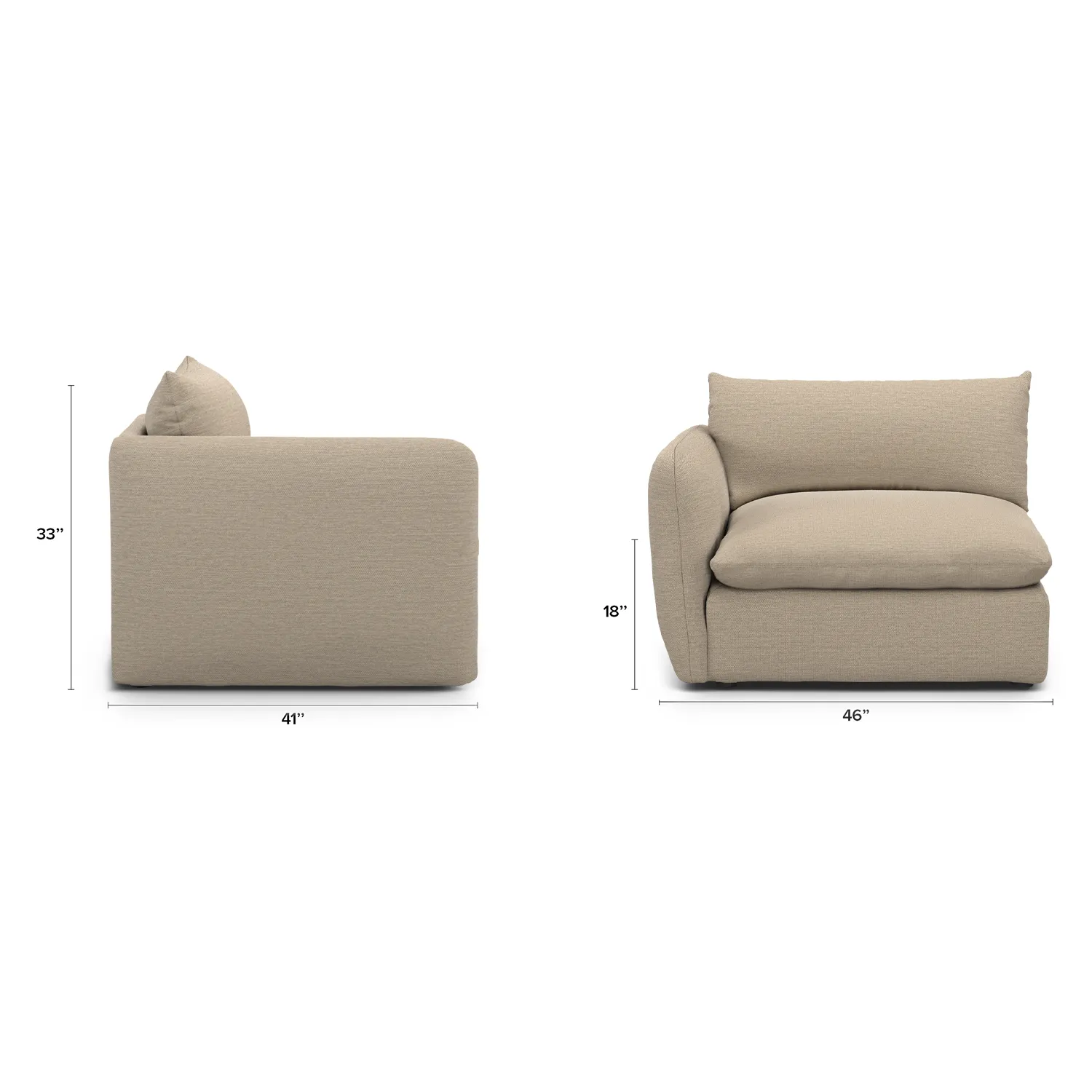 Leigh 46_ Left Arm Module - Silver Taupe - Image 2