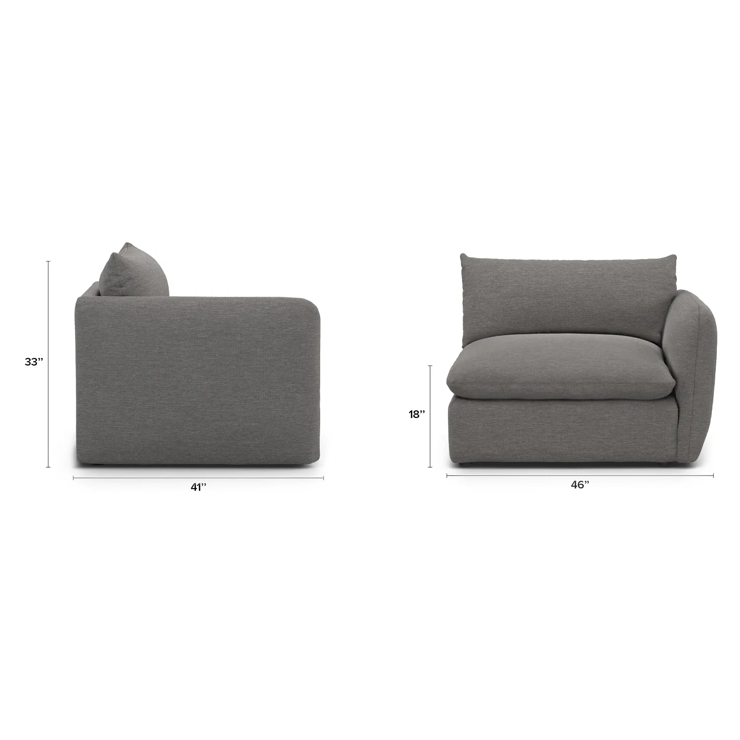 Leigh 46_ Right Arm Module - Silver Gray - Image 2