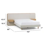 Bjorn Queen Upholstered Bed with Nightstands Set - White Oak and Ratine Ivory