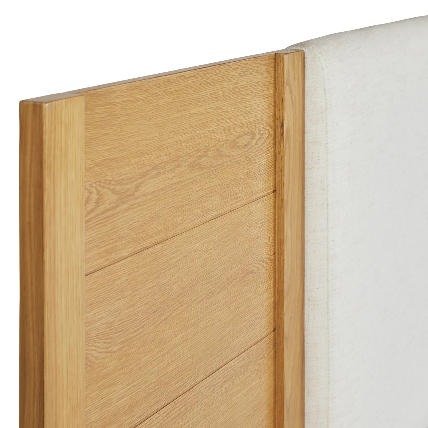 Cassie King Upholstered Bed with Nightstands - Natural Oak and Ivory Chenille - Image 2