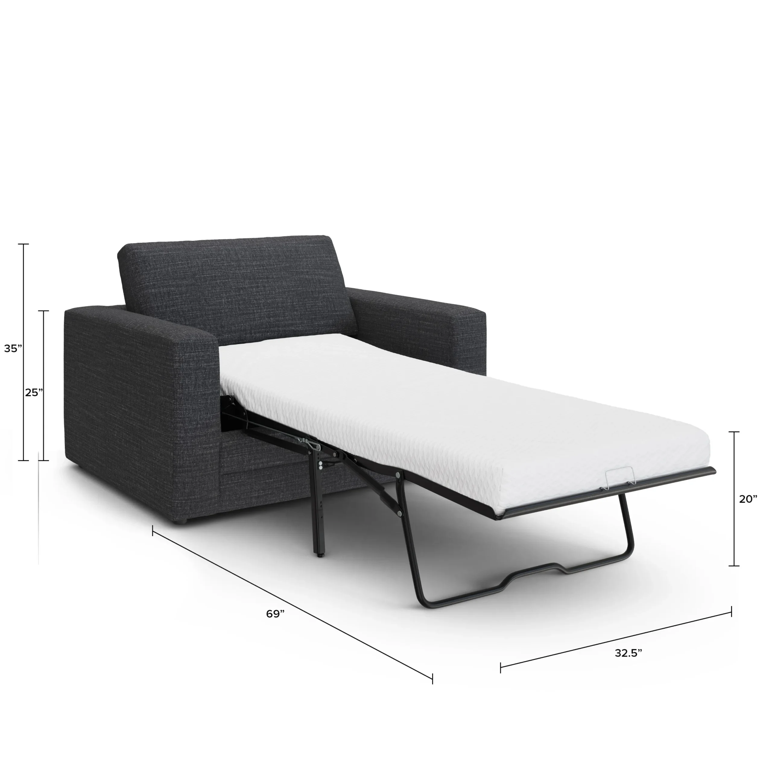 Riley 57.5_ Sleeper Chair - Napa Charcoal - Image 3