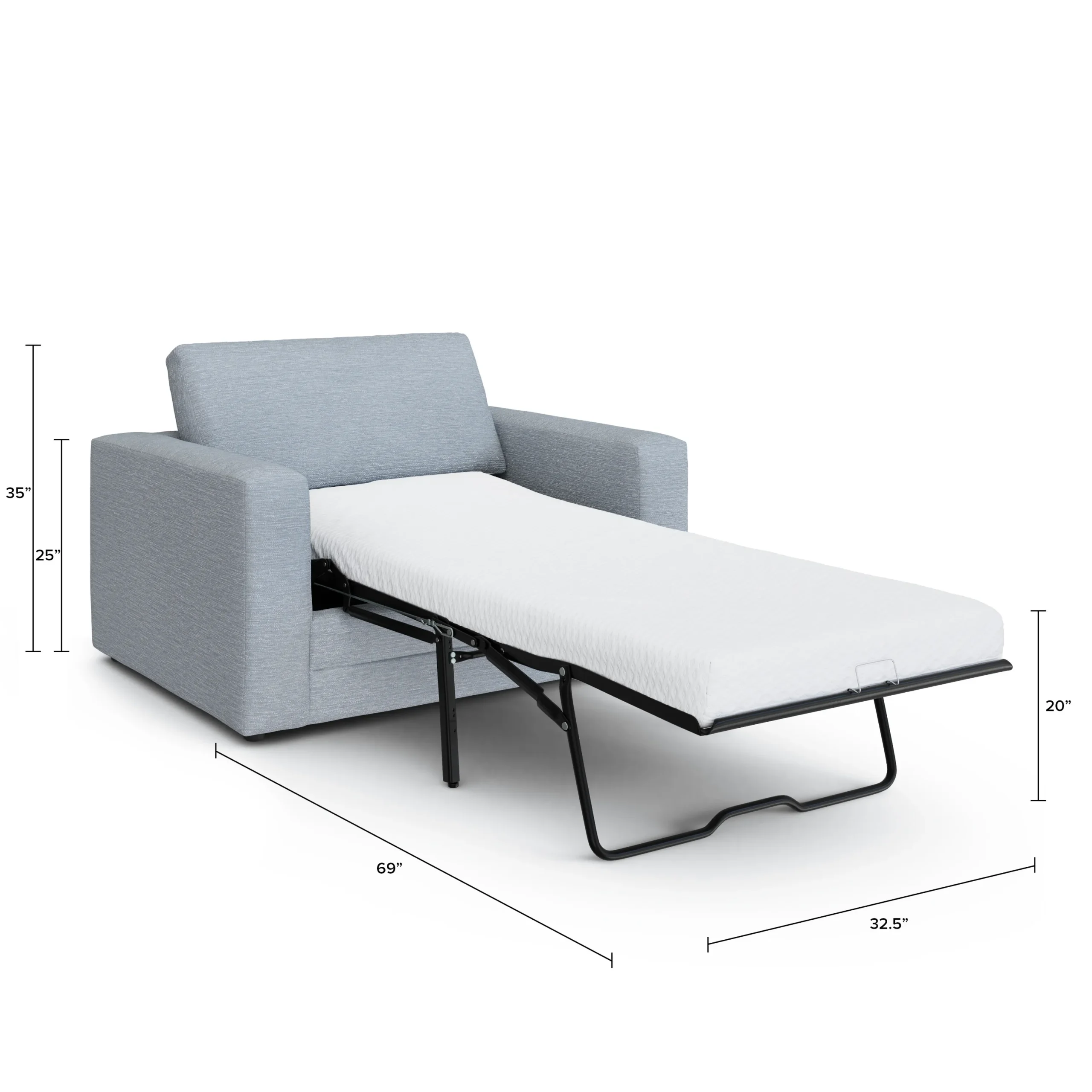 Riley 57.5_ Sleeper Chair - Silver Light Blue - Image 6