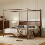 Lenia King Canopy Bed - Walnut