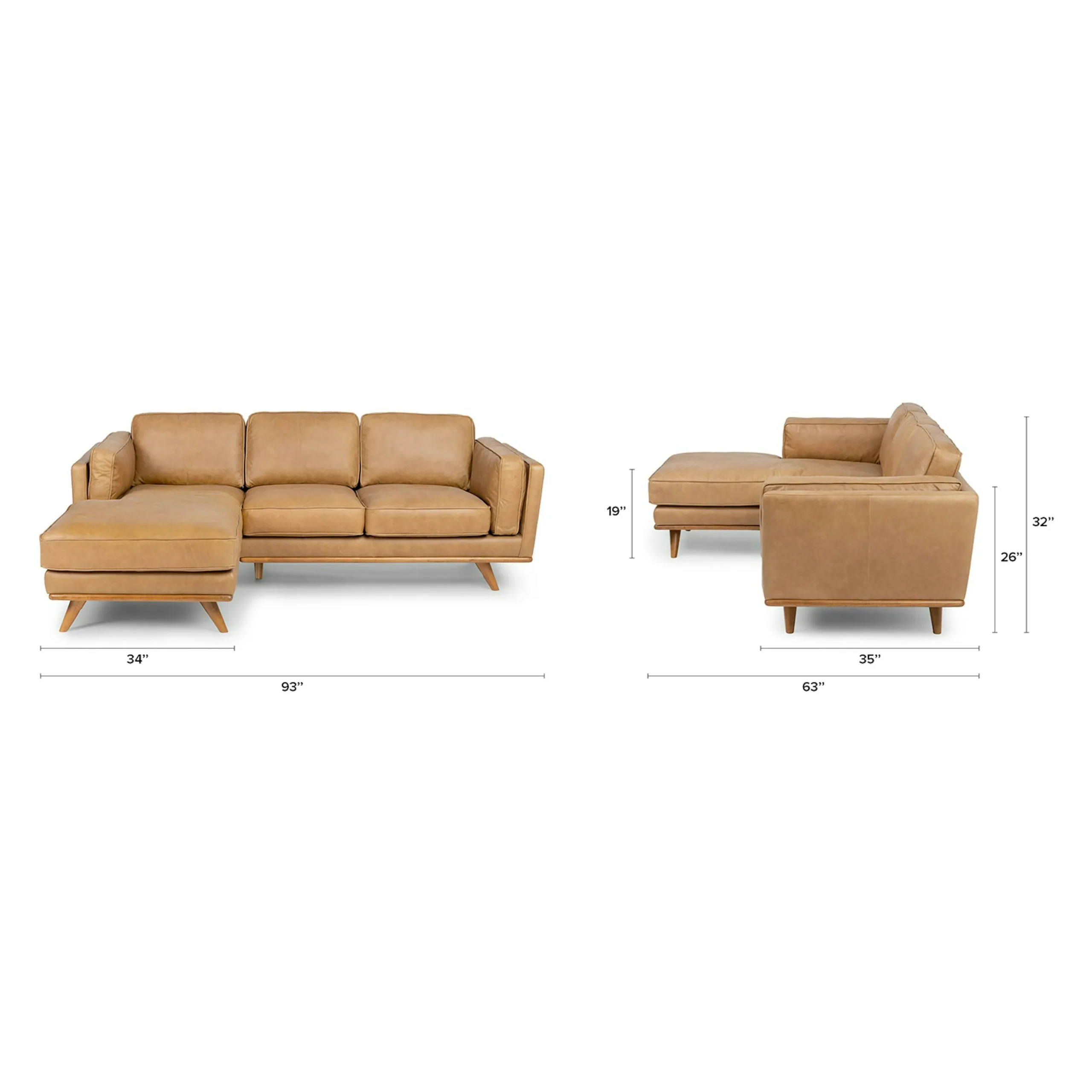 Timber 93_ Leather Left Sectional - Charme Tan - Image 14
