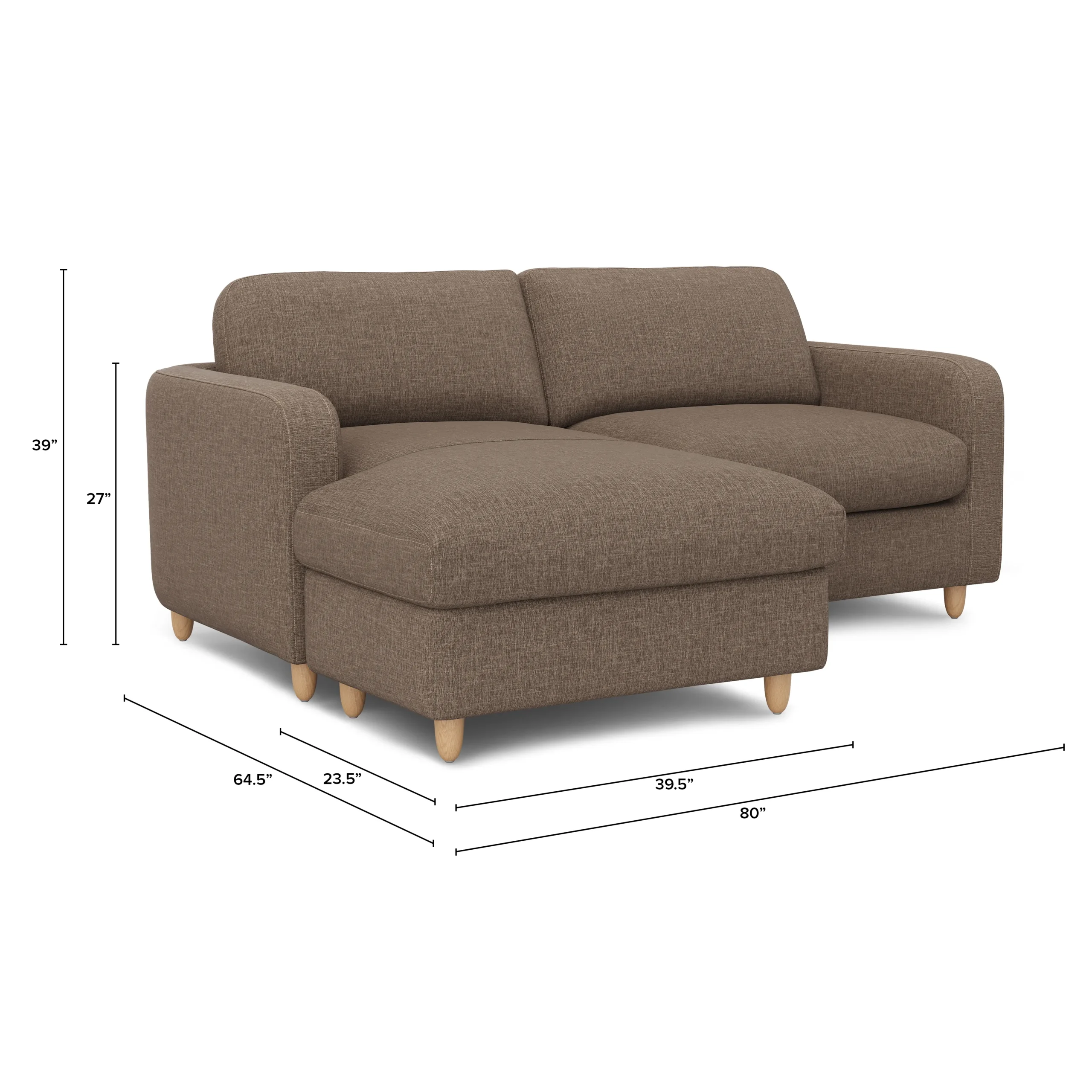Vati 80_ Left Storage Sectional - Natural Oak and Buckler Brown - Image 14