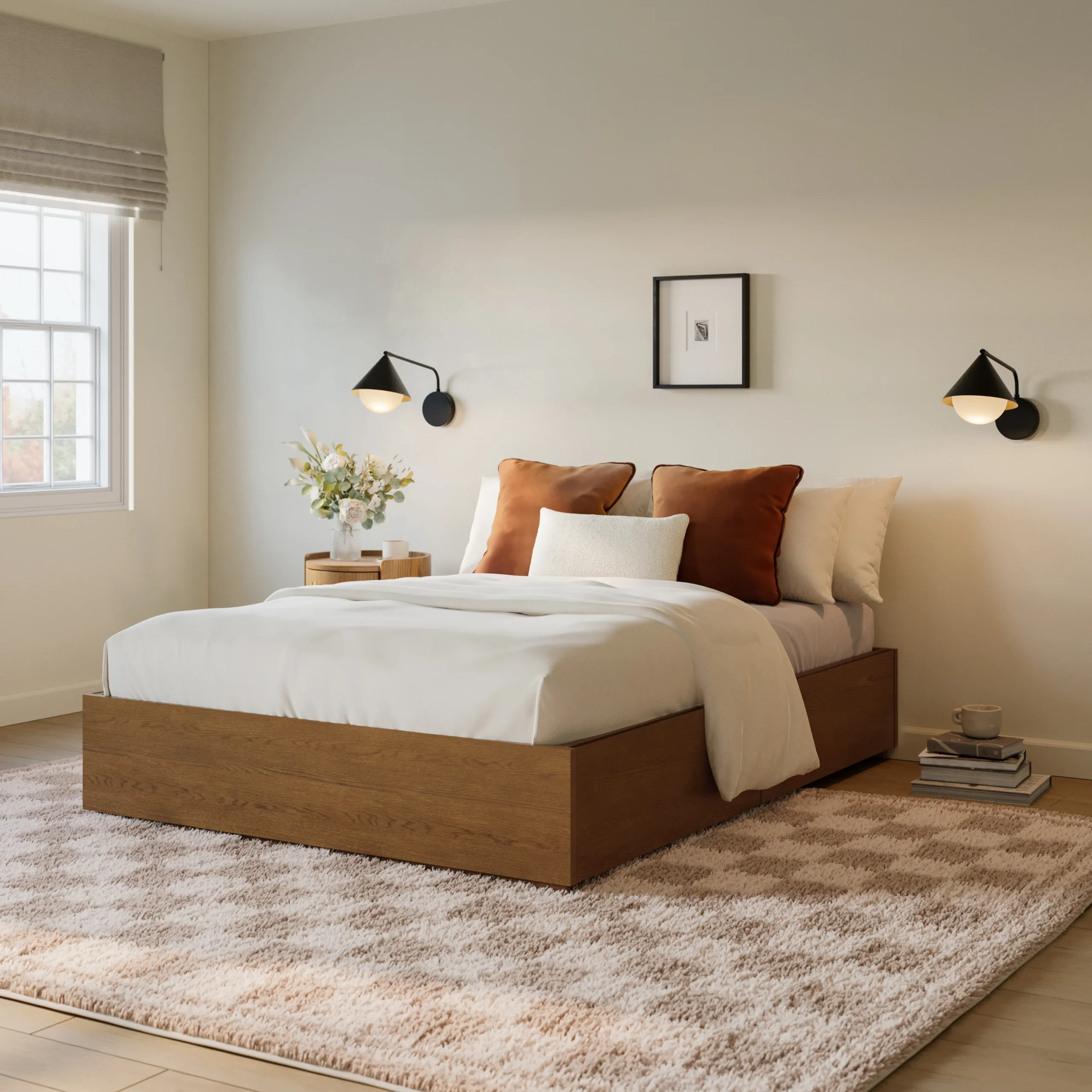 Leif Full Platform Storage Bed - Smoked Oak