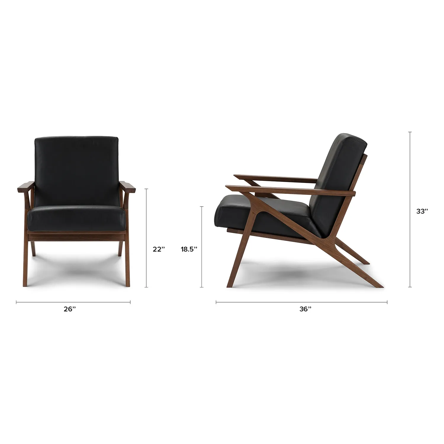 Otio 26_ Leather Lounge Set - Walnut and Black - Image 2