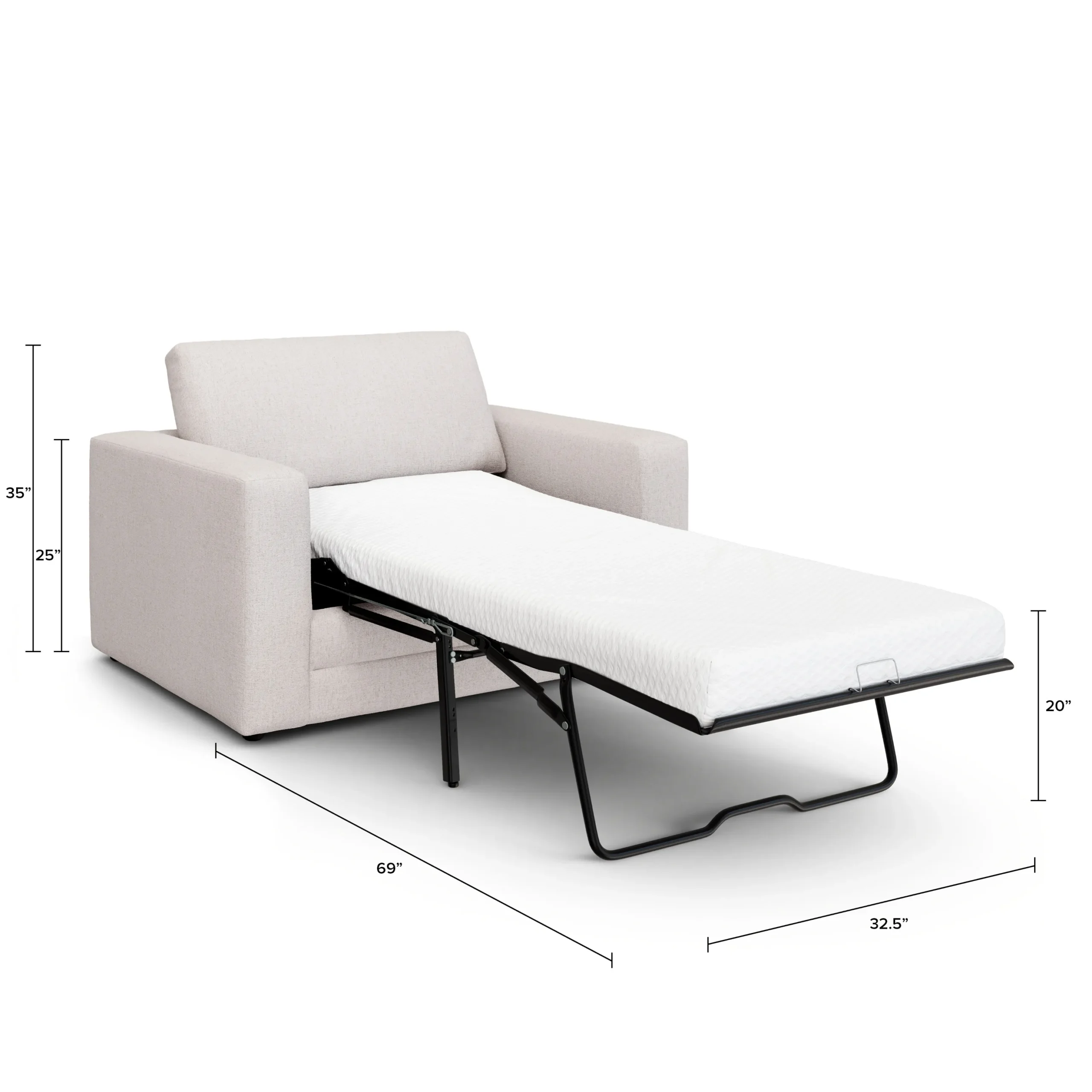 Riley 57.5_ Sleeper Chair - Napa White - Image 13