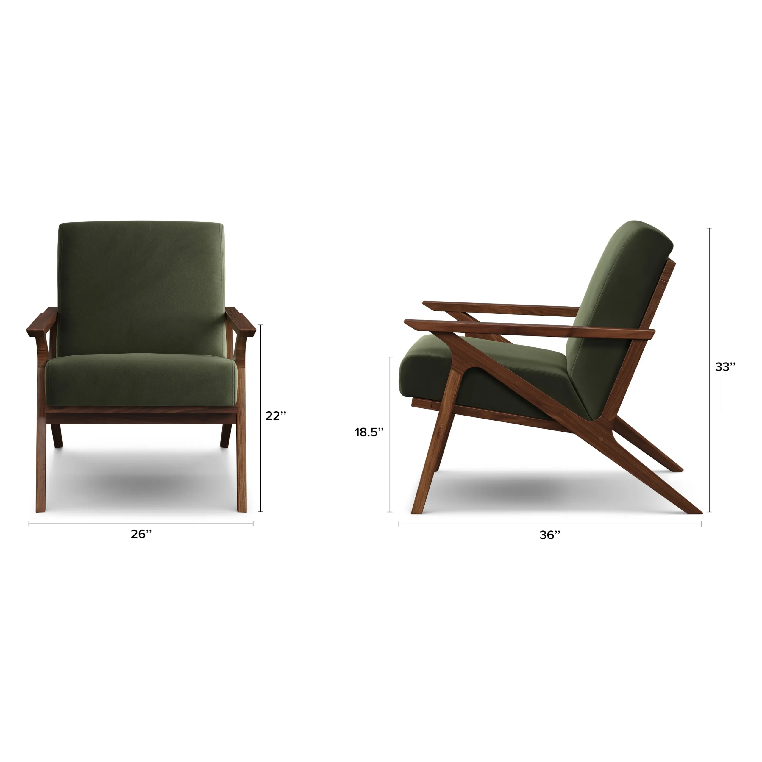 Otio 26_ Velvet Lounge Set - Walnut and Hale Fir Green - Image 3