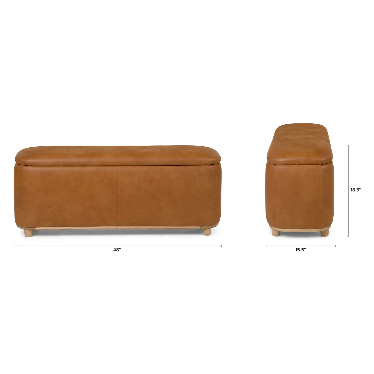 Maribo 48_ Leather Storage Ottoman - Rawhide Tan - Image 15