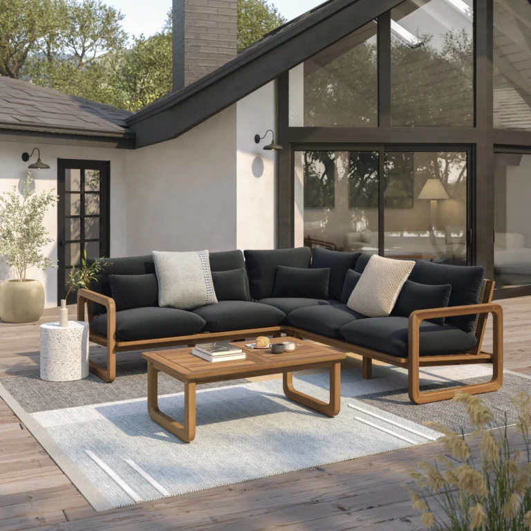 Laholm 94_ Outdoor Corner Sectional Set - Dravite Black