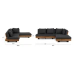 Lubek 82.5_ Outdoor Low Right Sectional Set - Slate Gray