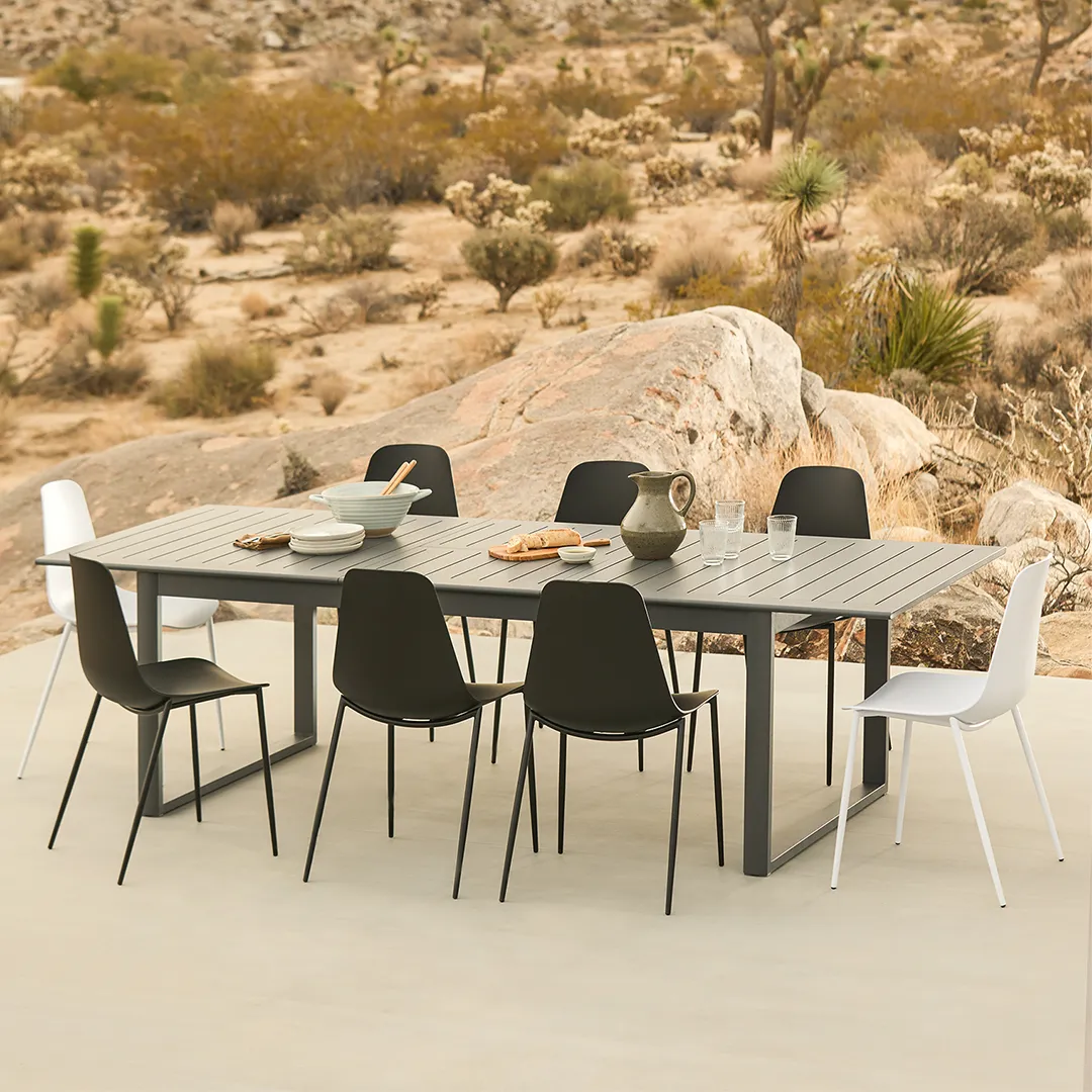 Ofer 80.25_ - 104.75_ Outdoor Extendable Dining Table - Dark Gray - Image 11