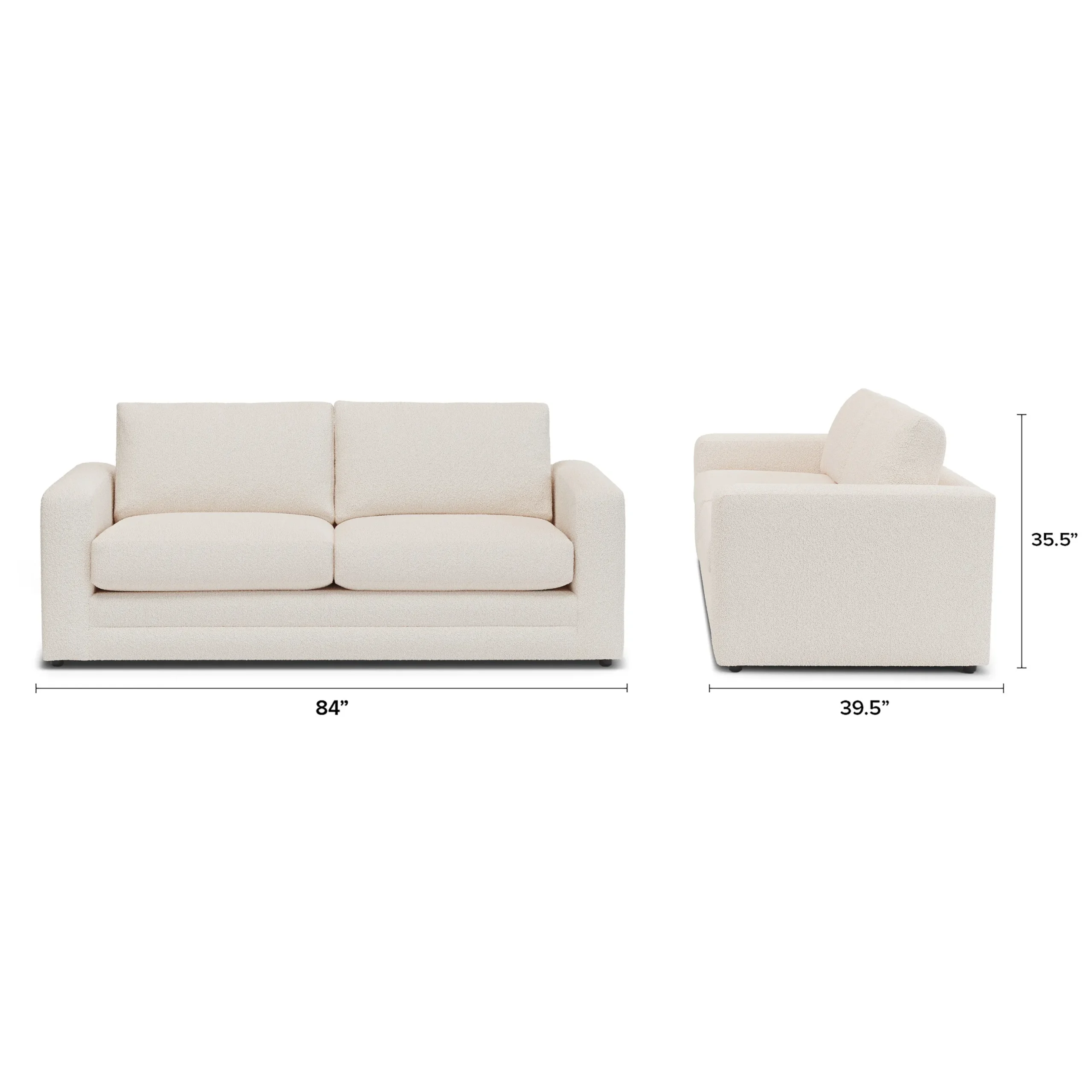 Riley 84_ Sofa Bed - Ivory Wool Bouclé - Image 12